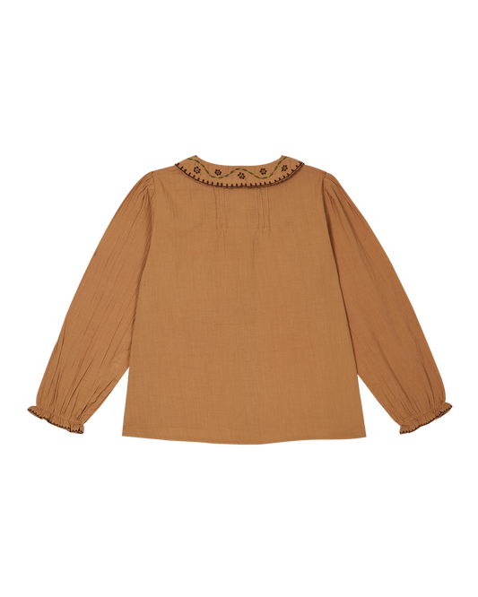 Blouse bébé brodée voile de coton noix