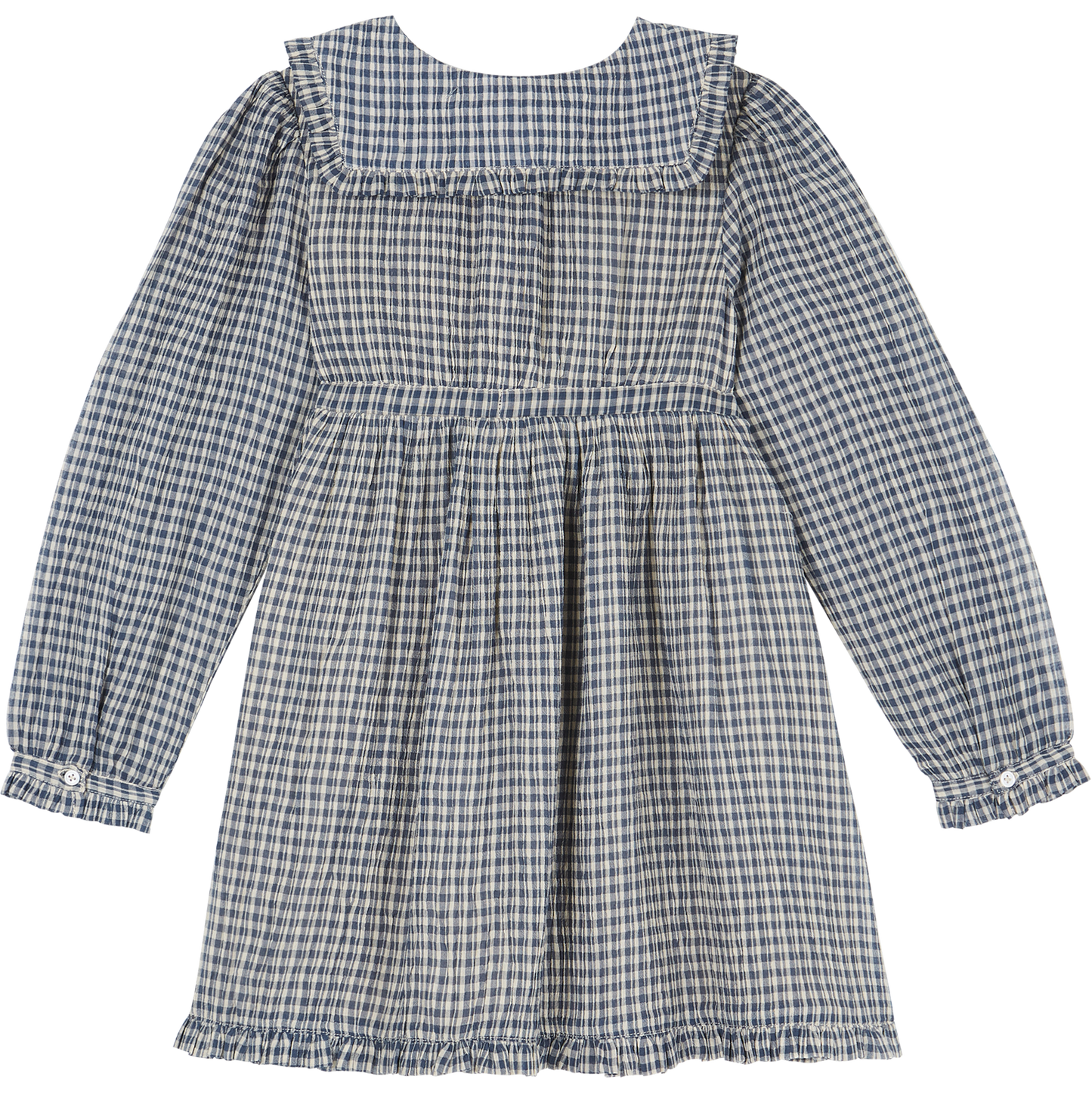 Robe à carreaux voile de coton indigo