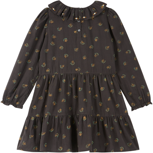 Robe à étages coton bitume groseille