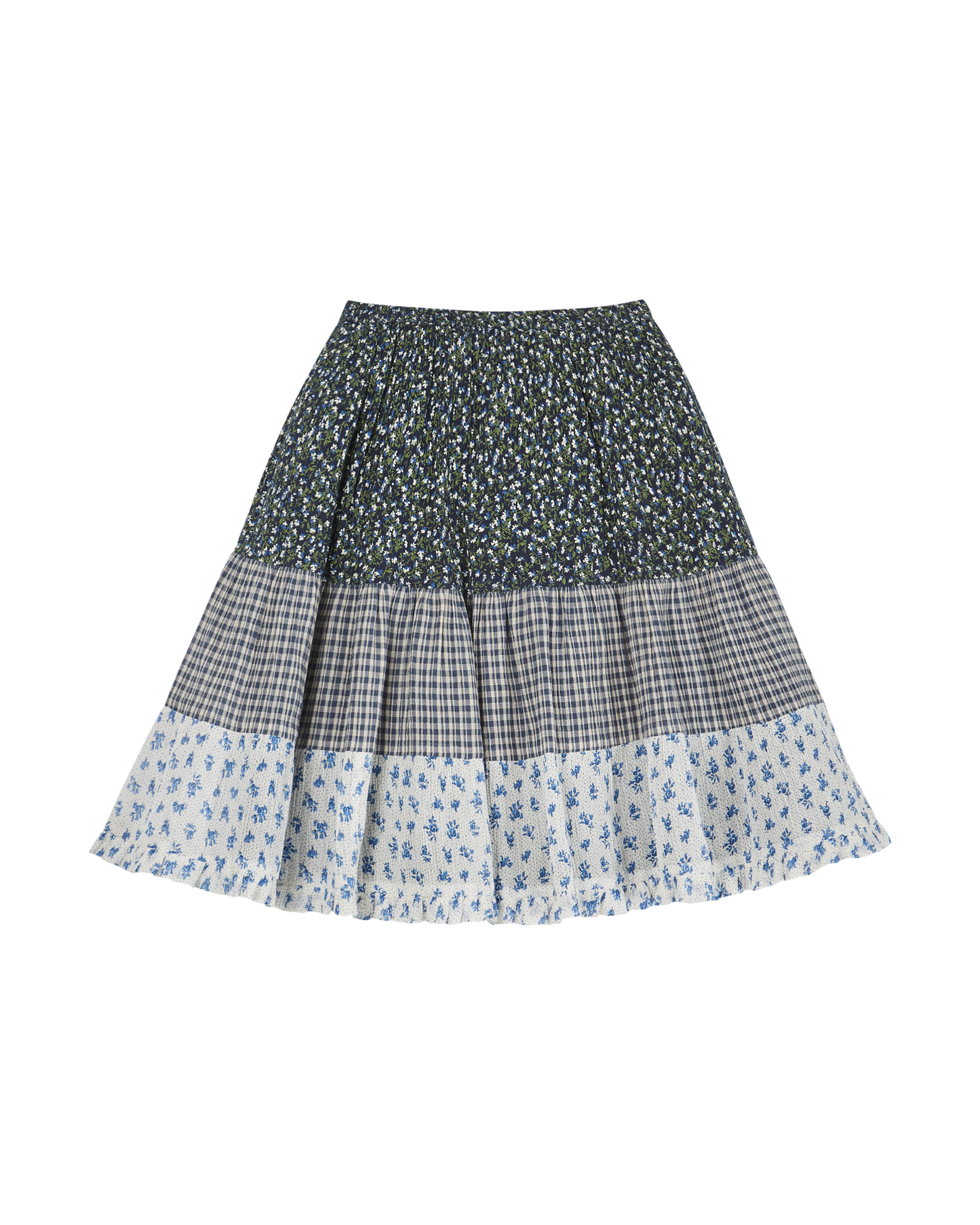 Jupe voile de coton créponné patchwork