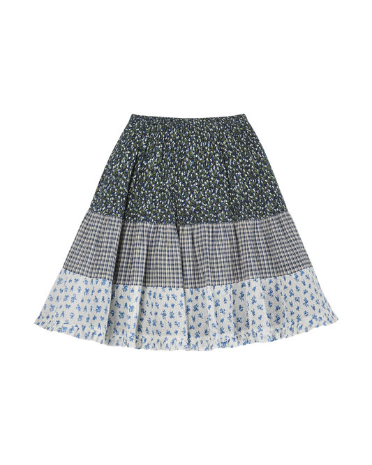 Jupe voile de coton créponné patchwork