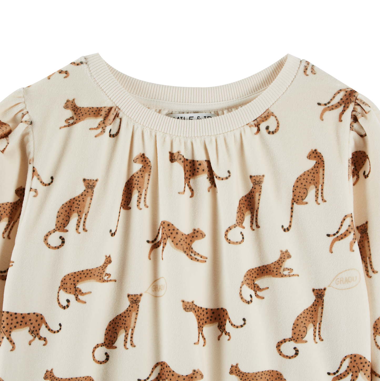 Sweatshirt éponge velours imprimé léopard écru
