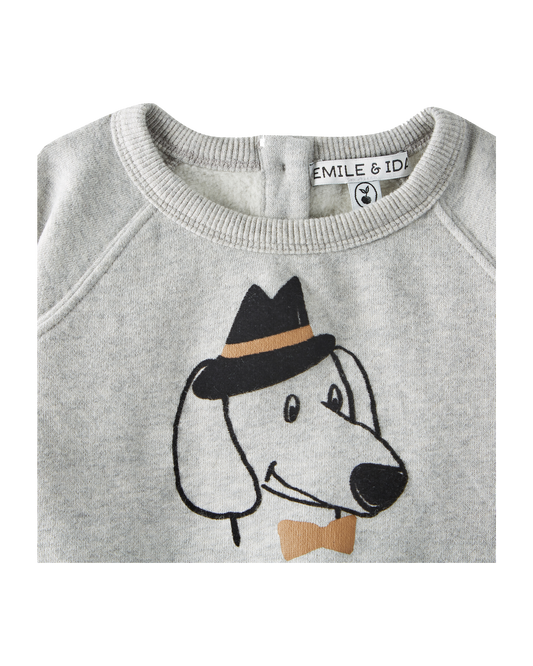 Sweatshirt chien gris chiné