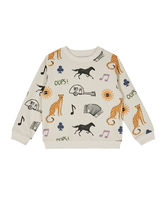 Sweatshirt coton molletonné écru