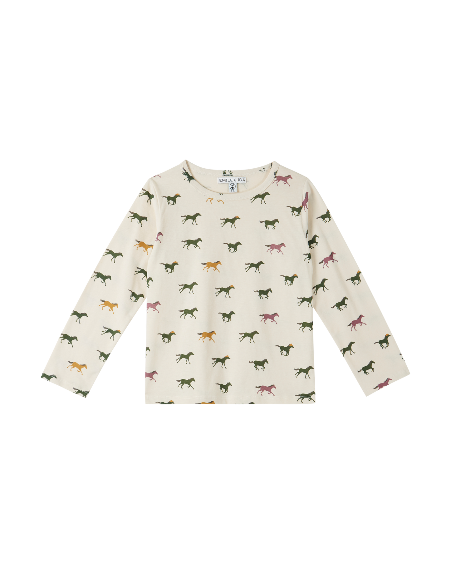 Tee-shirt coton bio chevaux écru