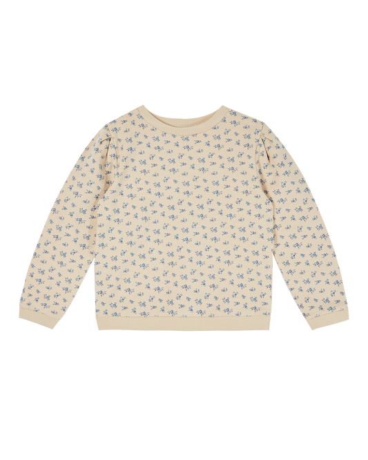 Sweatshirt imprimé fleuri coton bio beige