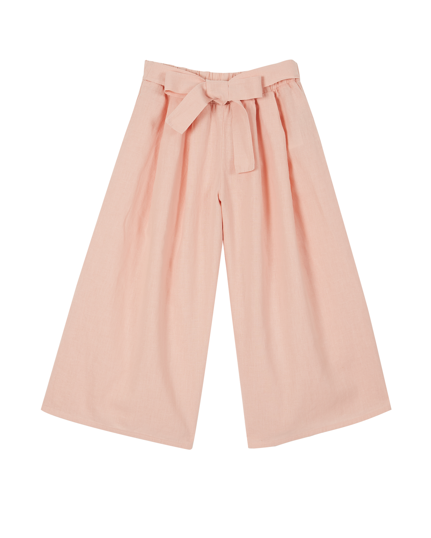Pantalon noué lin et coton pivoine