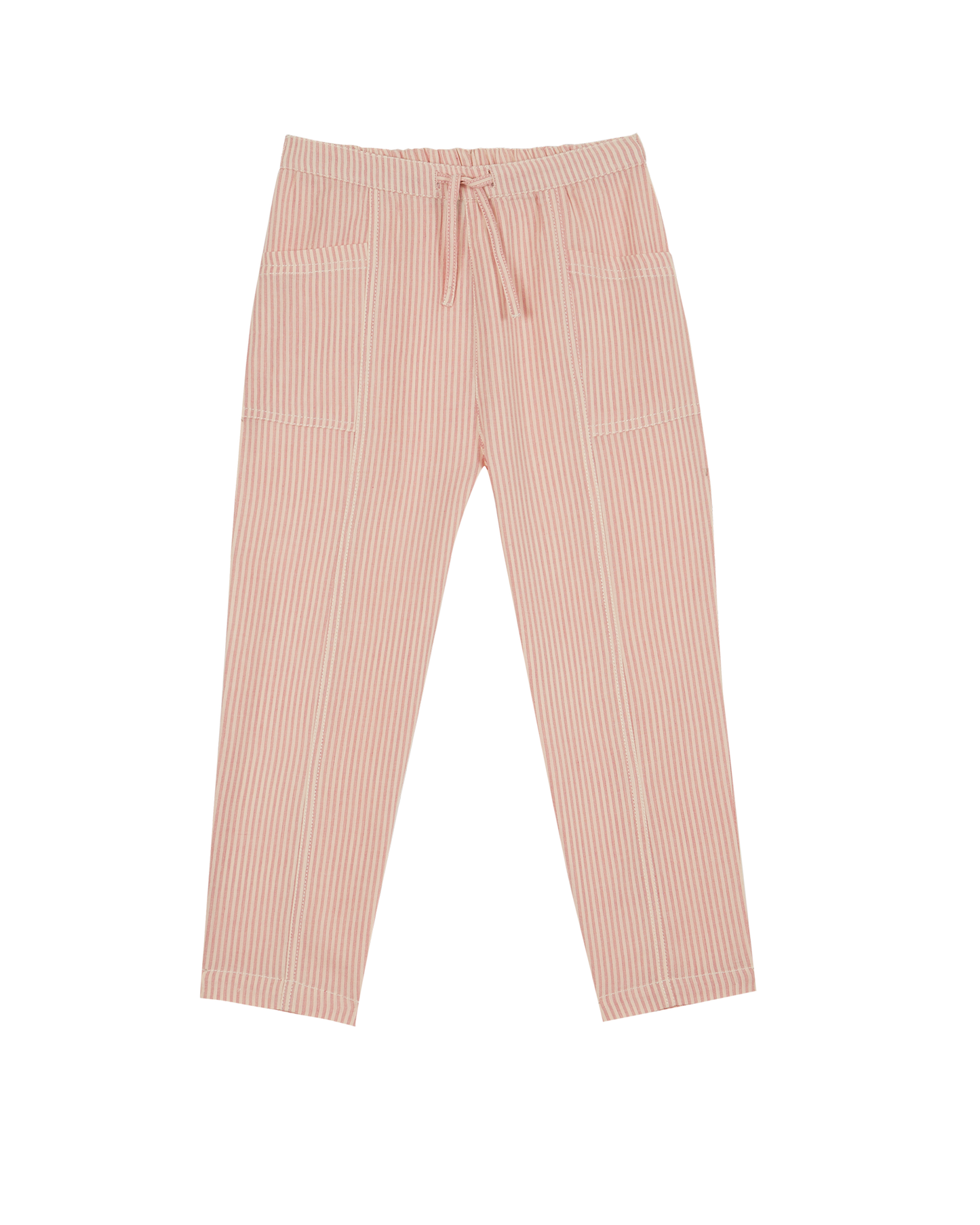 Pantalon coton rayure rose