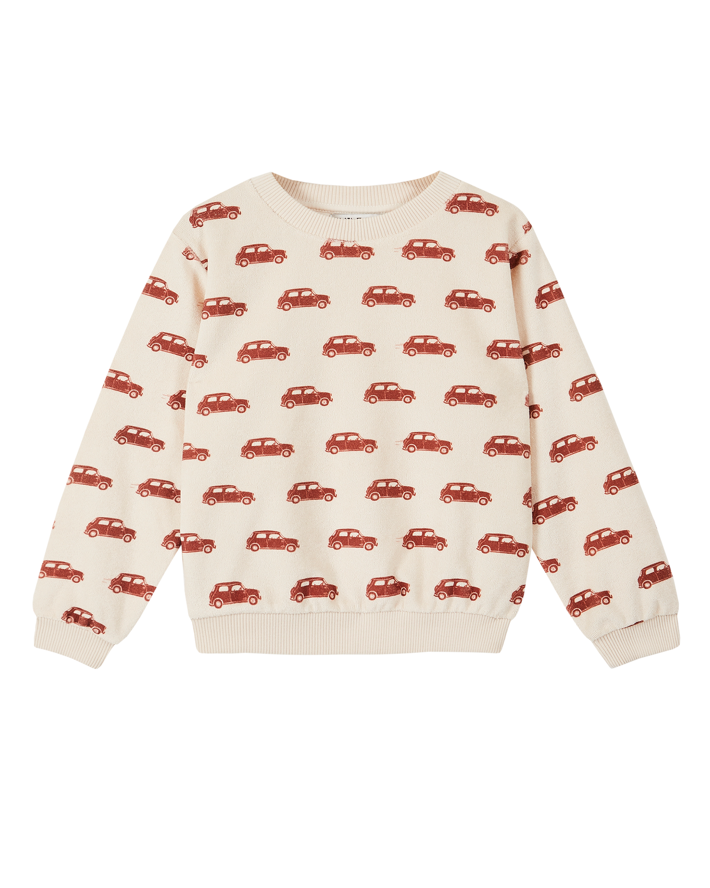 Sweatshirt éponge mini voitures écru