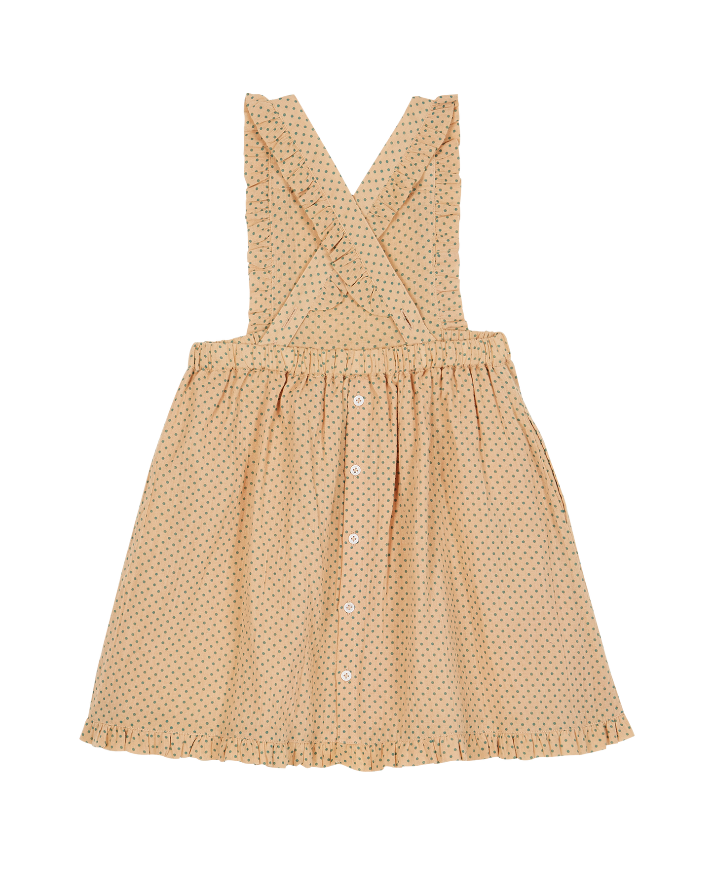 Robe salopette coton pois vert