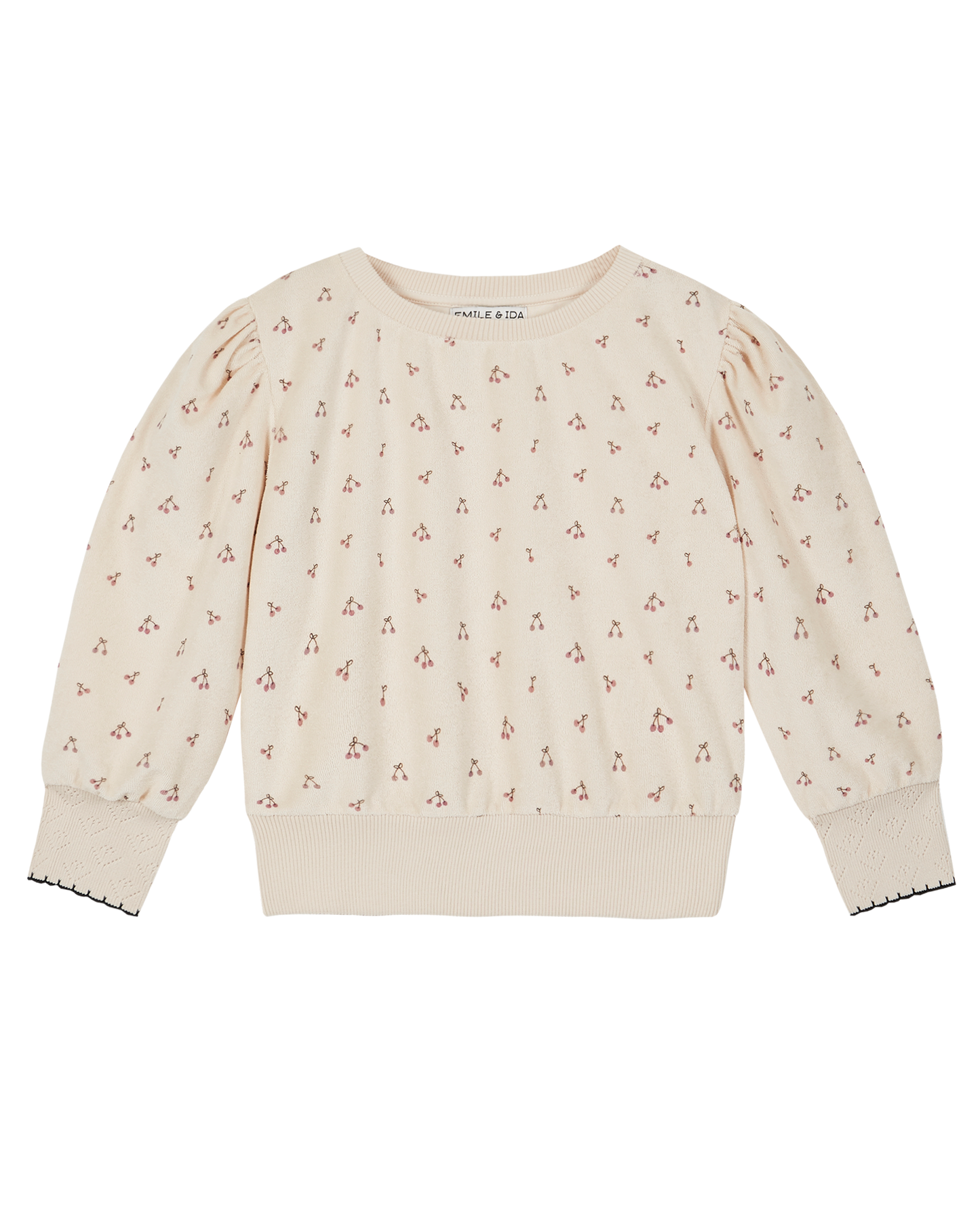 Sweatshirt éponge écru griotte violet