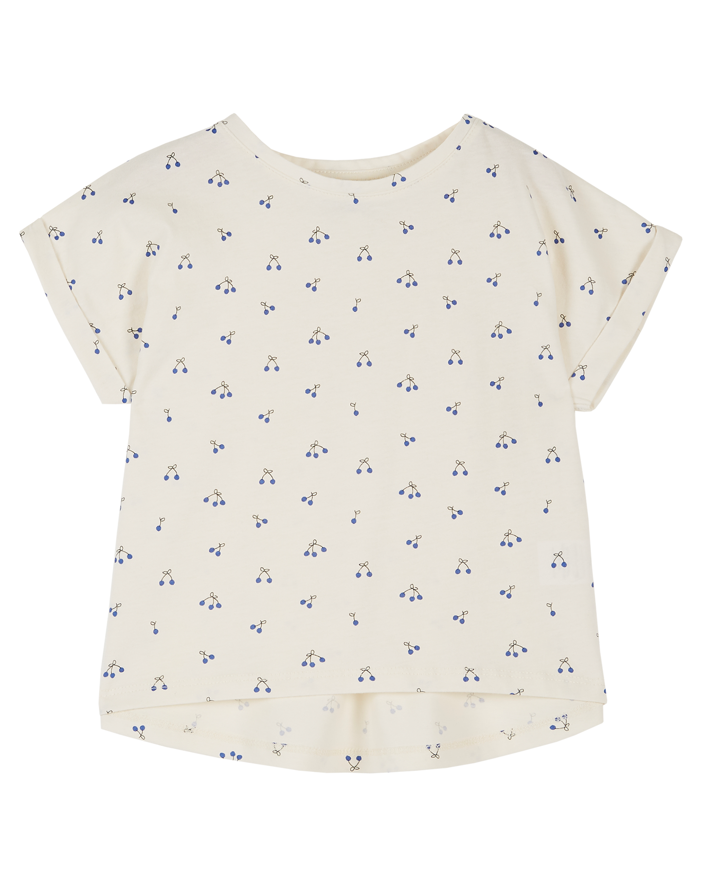 Tee-shirt coton bio écru griotte bleu