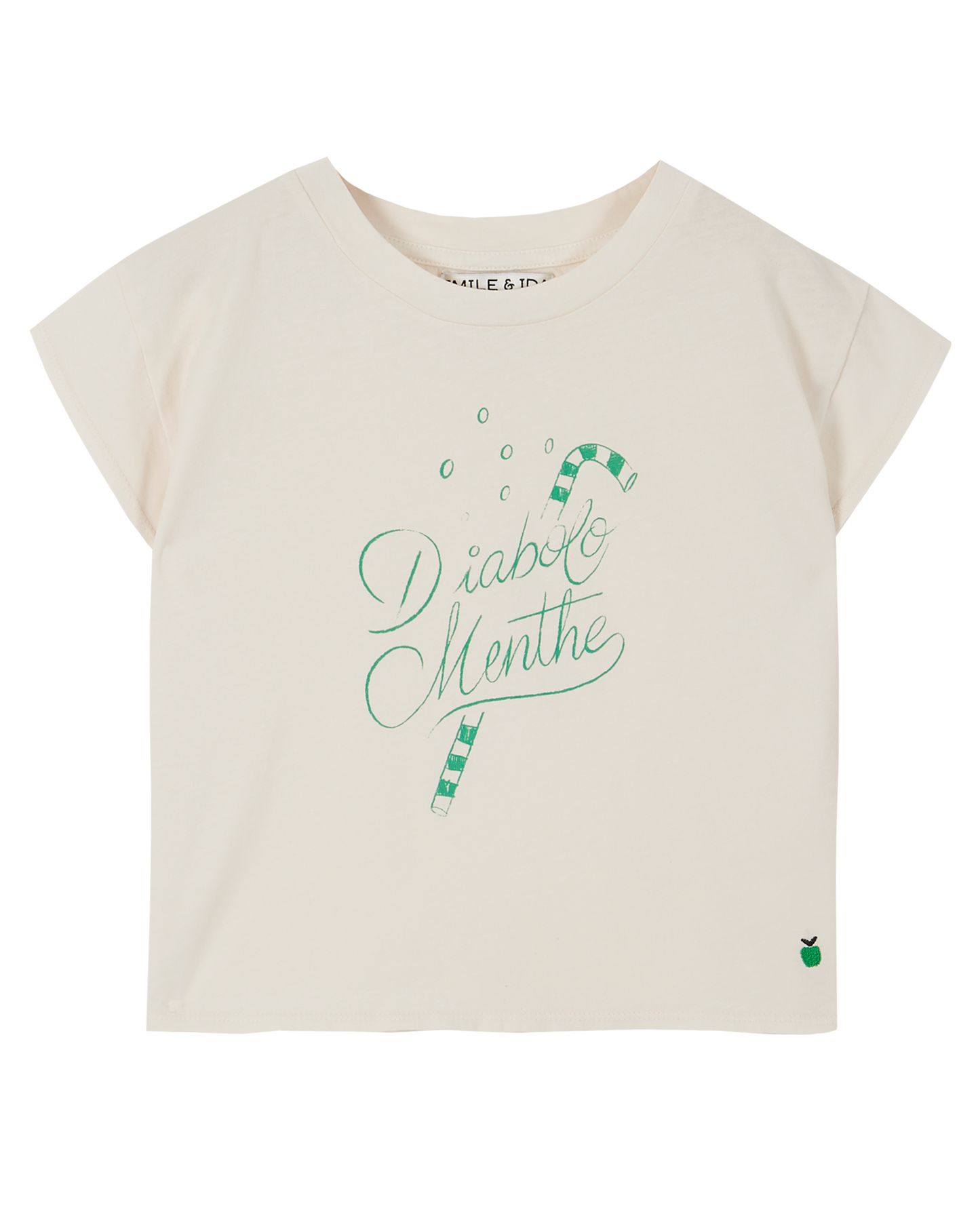 Tee-shirt coton bio écru diabolo menthe