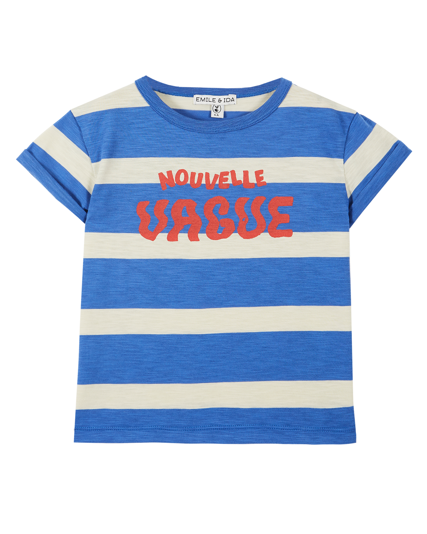 Tee-shirt coton bio Nouvelle Vague céleste et écru