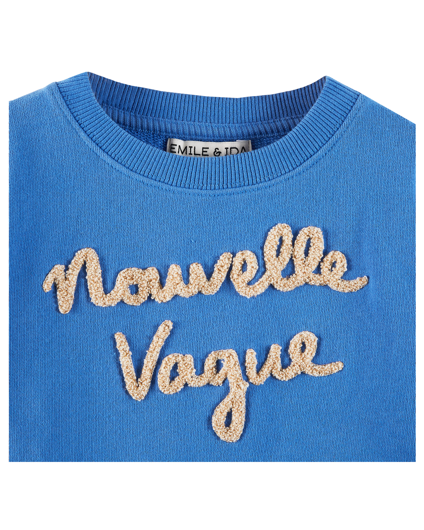 Sweatshirt coton bio molletonné céleste "Nouvelle vague"
