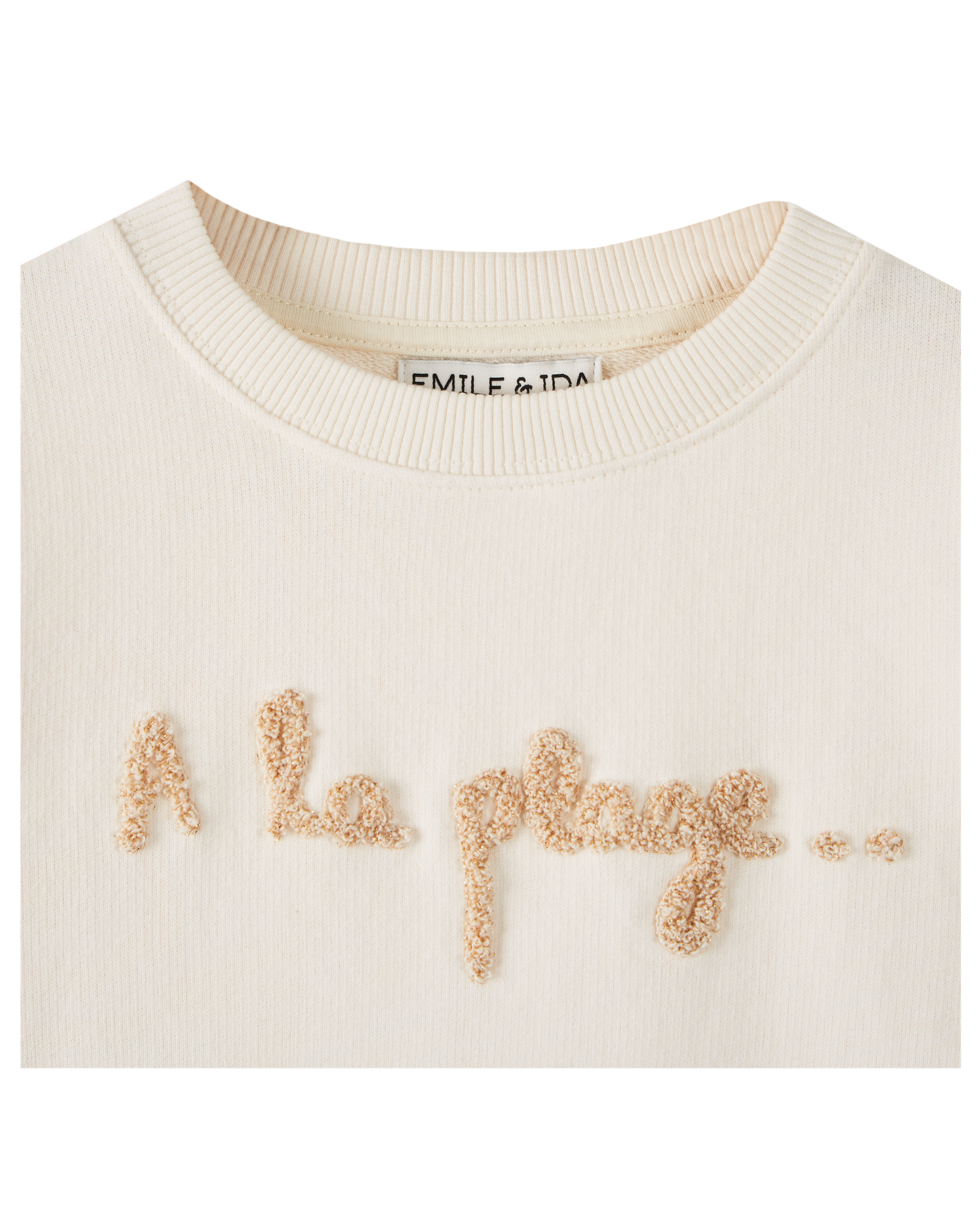 Sweatshirt coton bio molletonné écru "A la plage…"