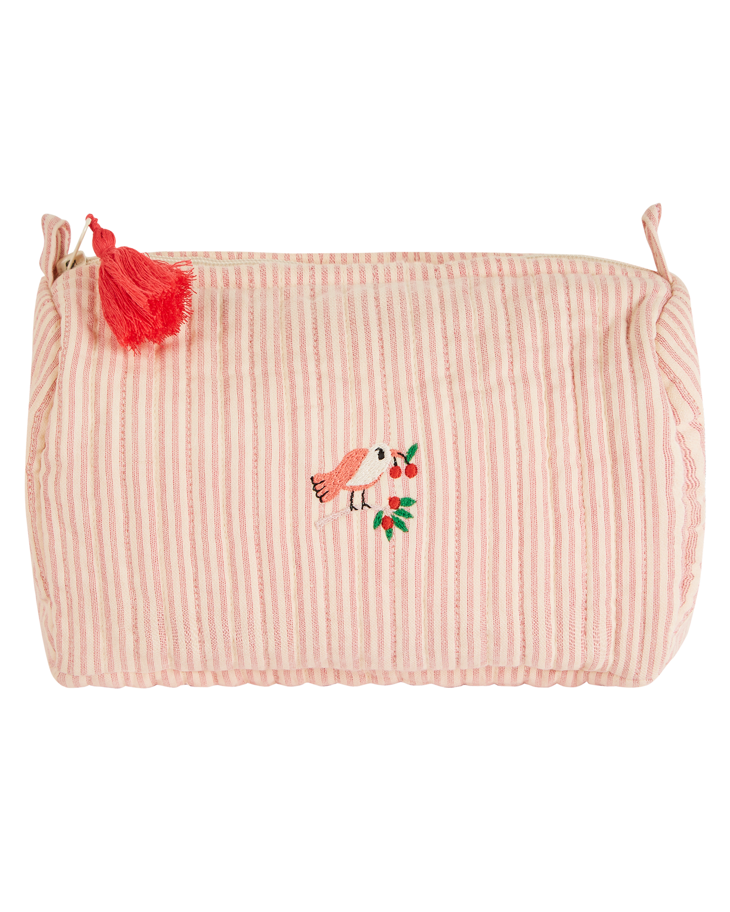 Trousse de toilette écru rayure rose