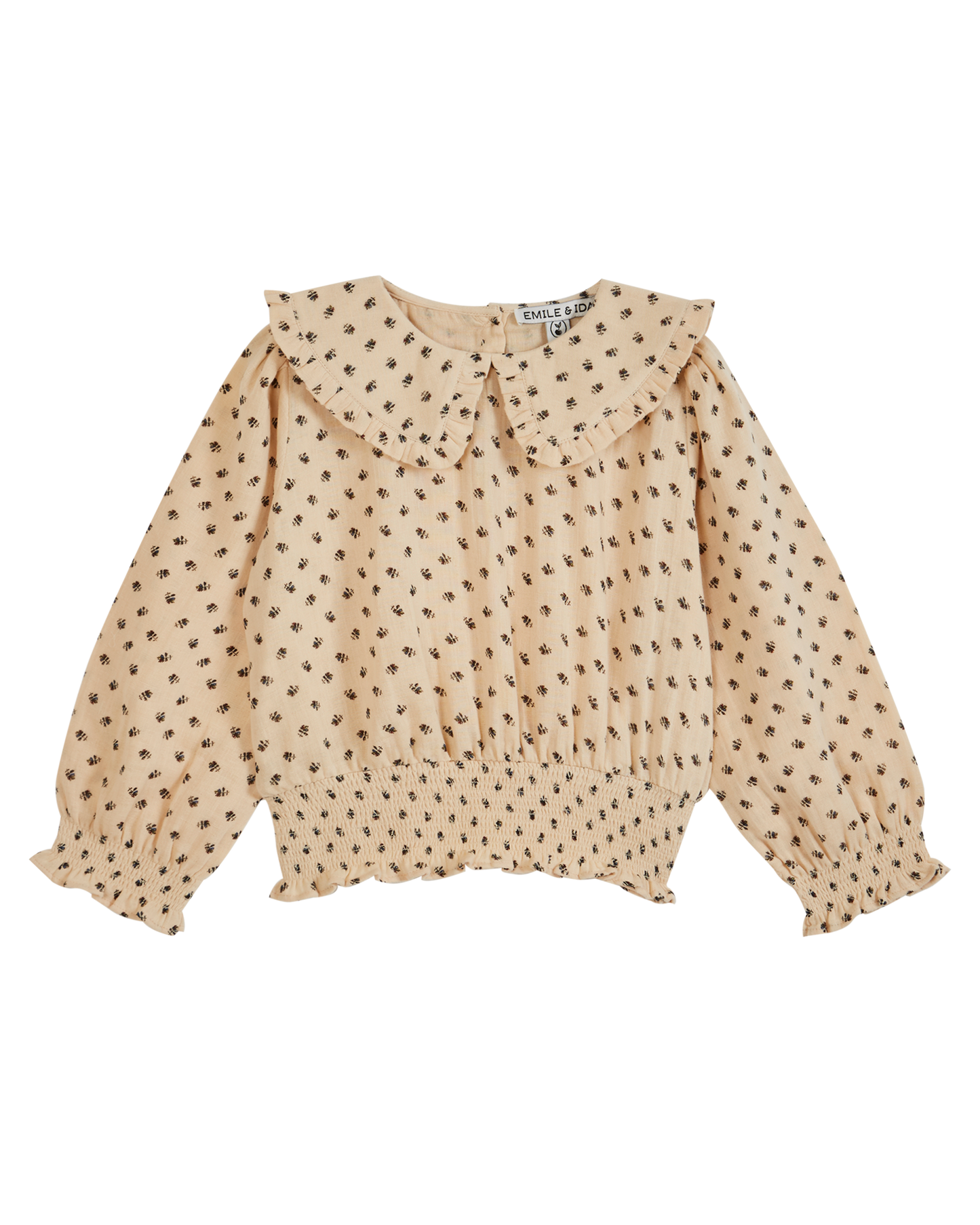 Blouse grand col chardon beige