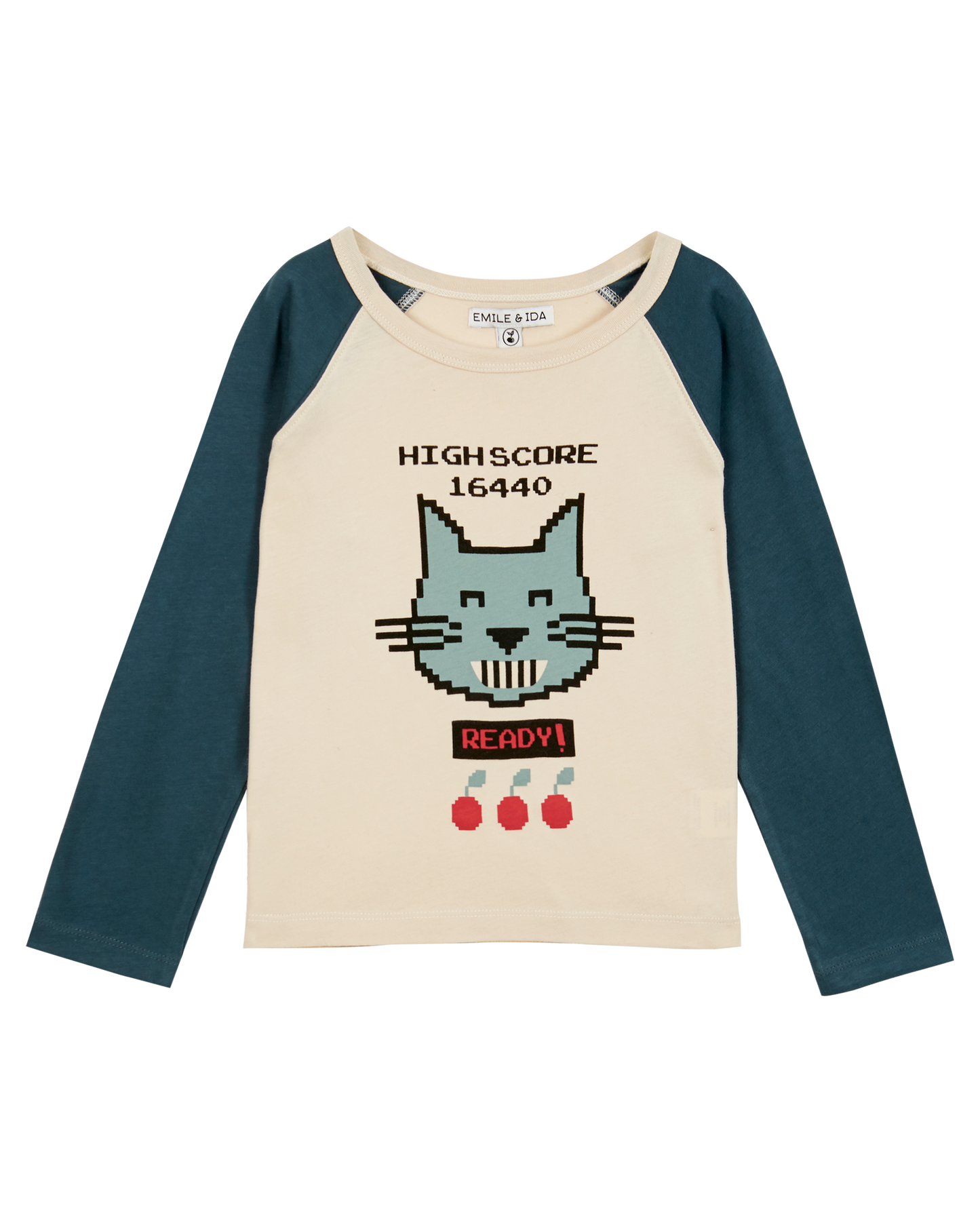 T-shirt bicolore coton bio écru et sapin