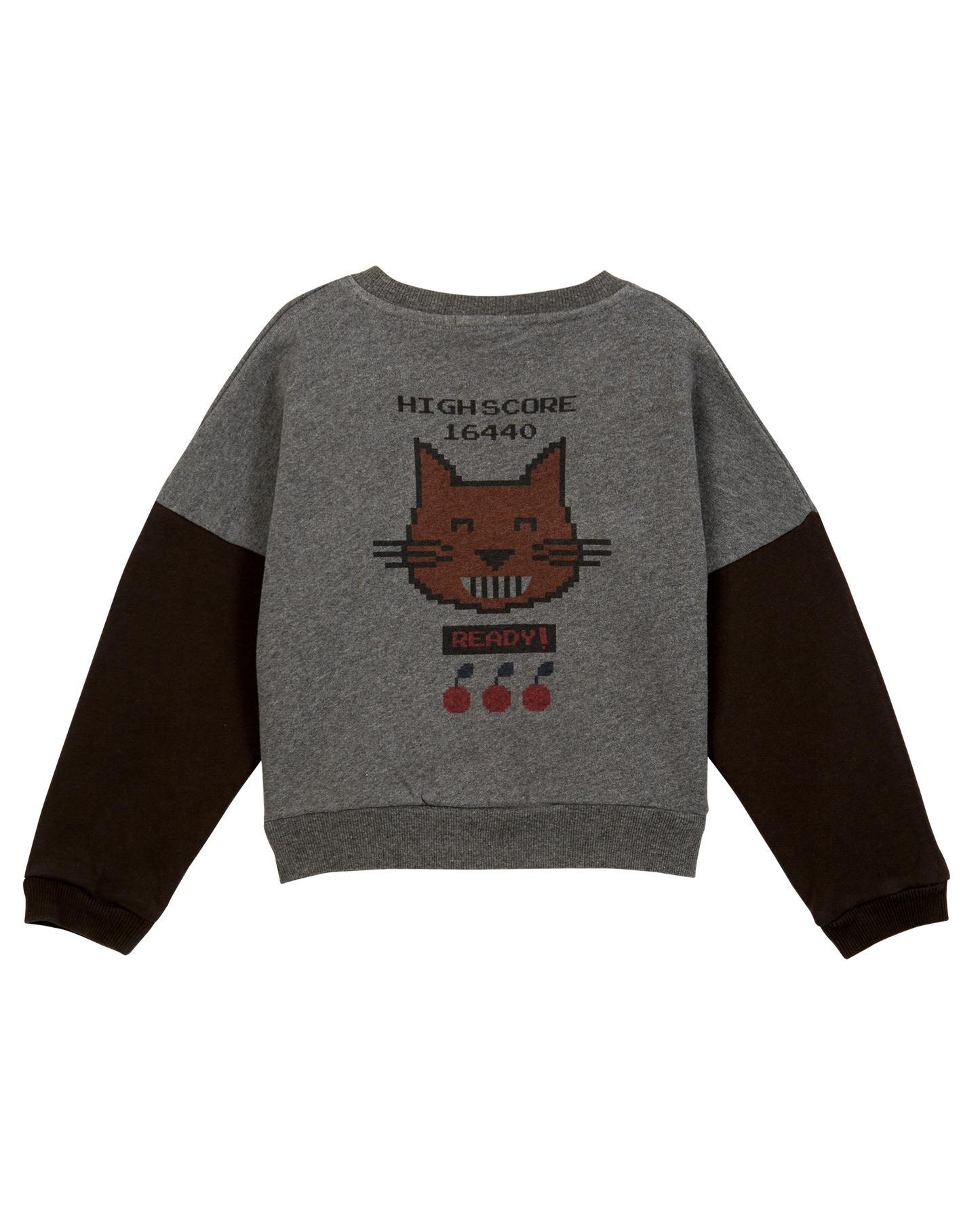 Sweat bicolore coton bio gris chiné foncé