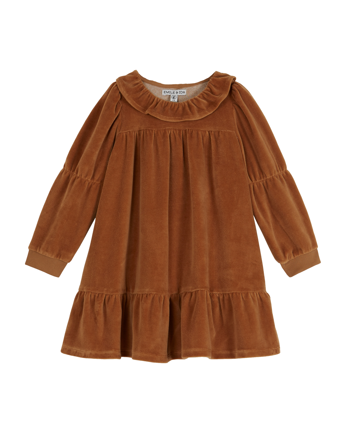 Robe collerette velours macadamia