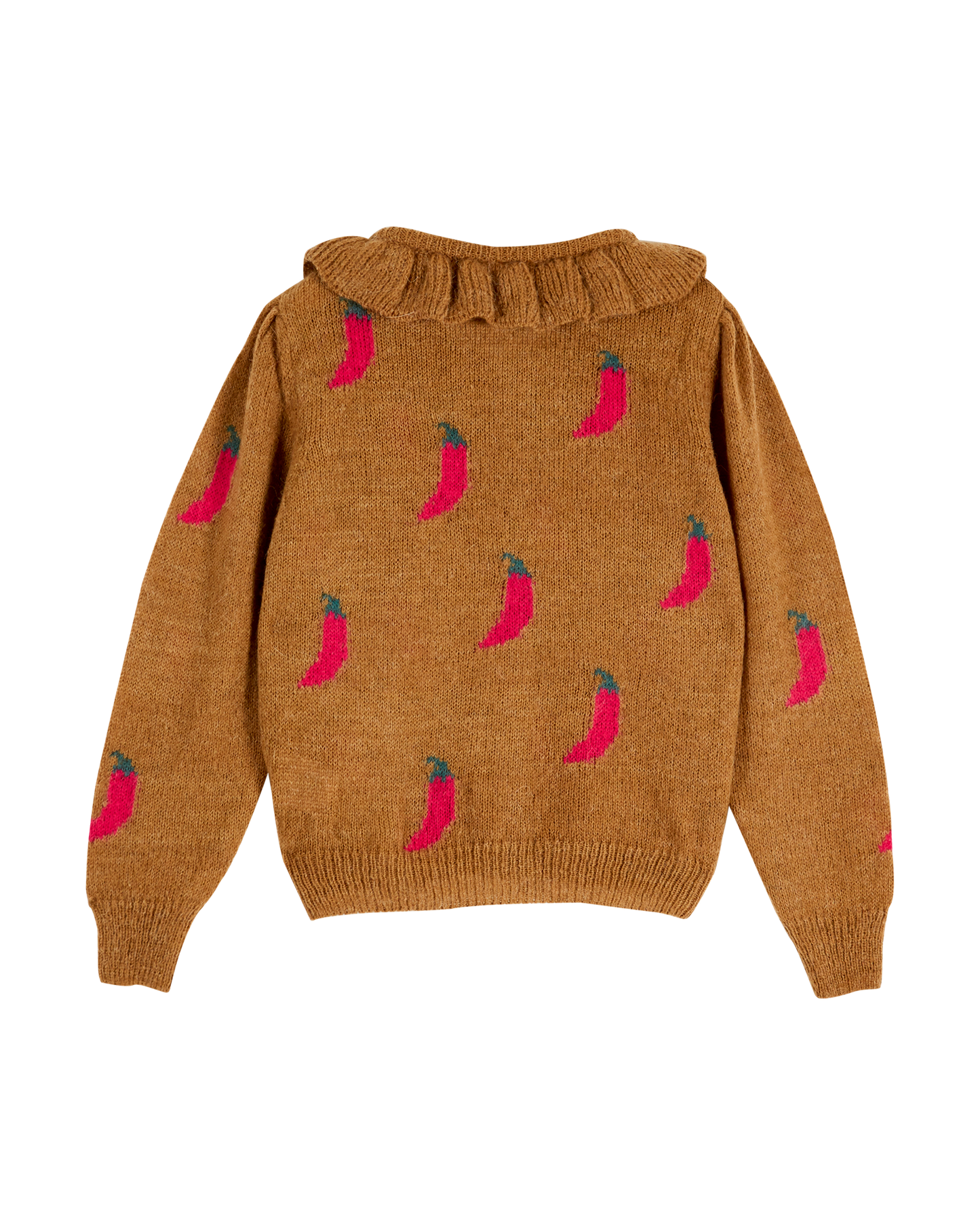 Cardigan fille collerette piment marron