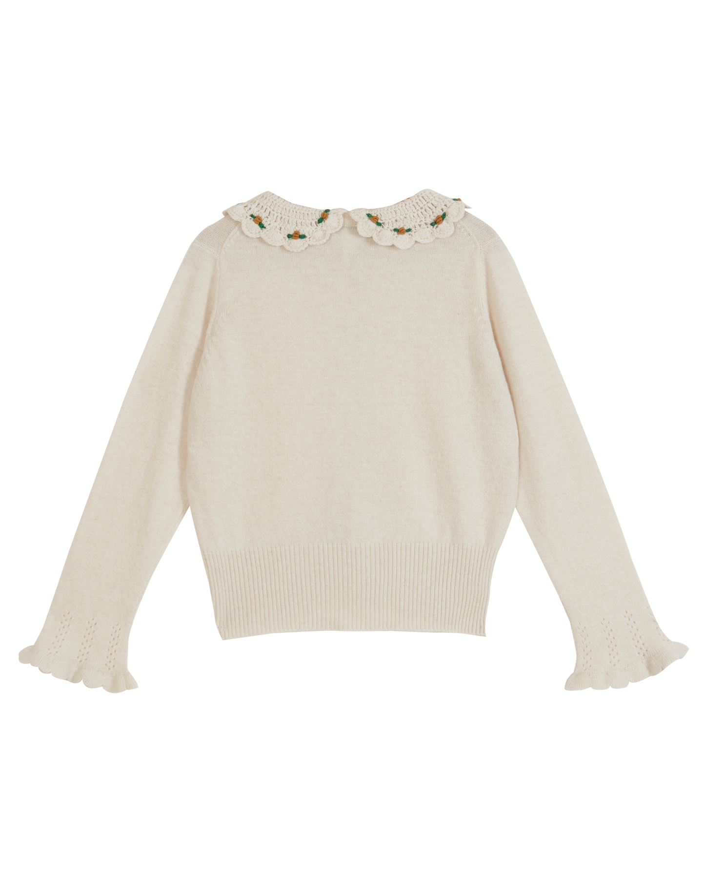 Cardigan col crochet merinos écru