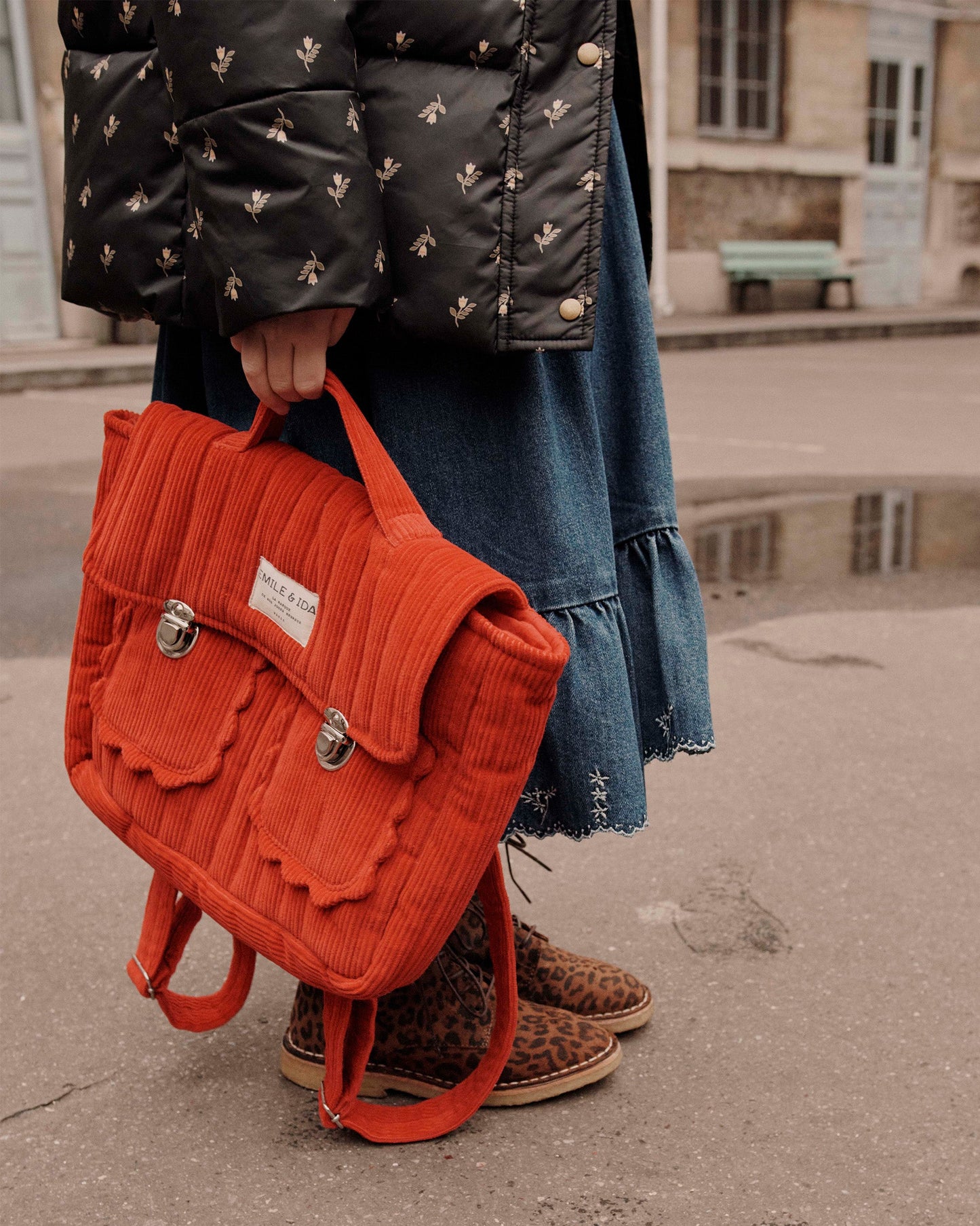 Cartable velours rouge