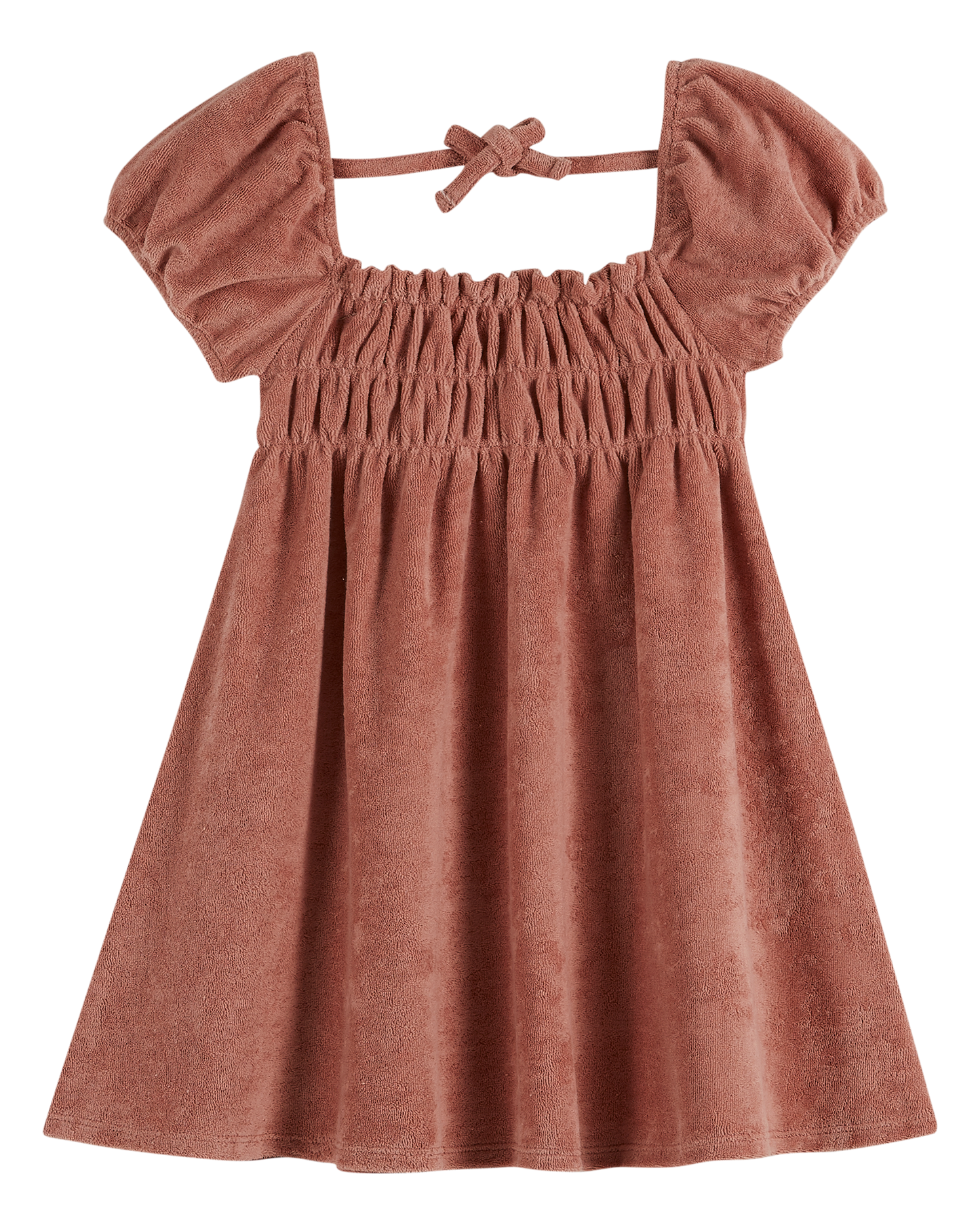 Robe éponge smockée bois de rose