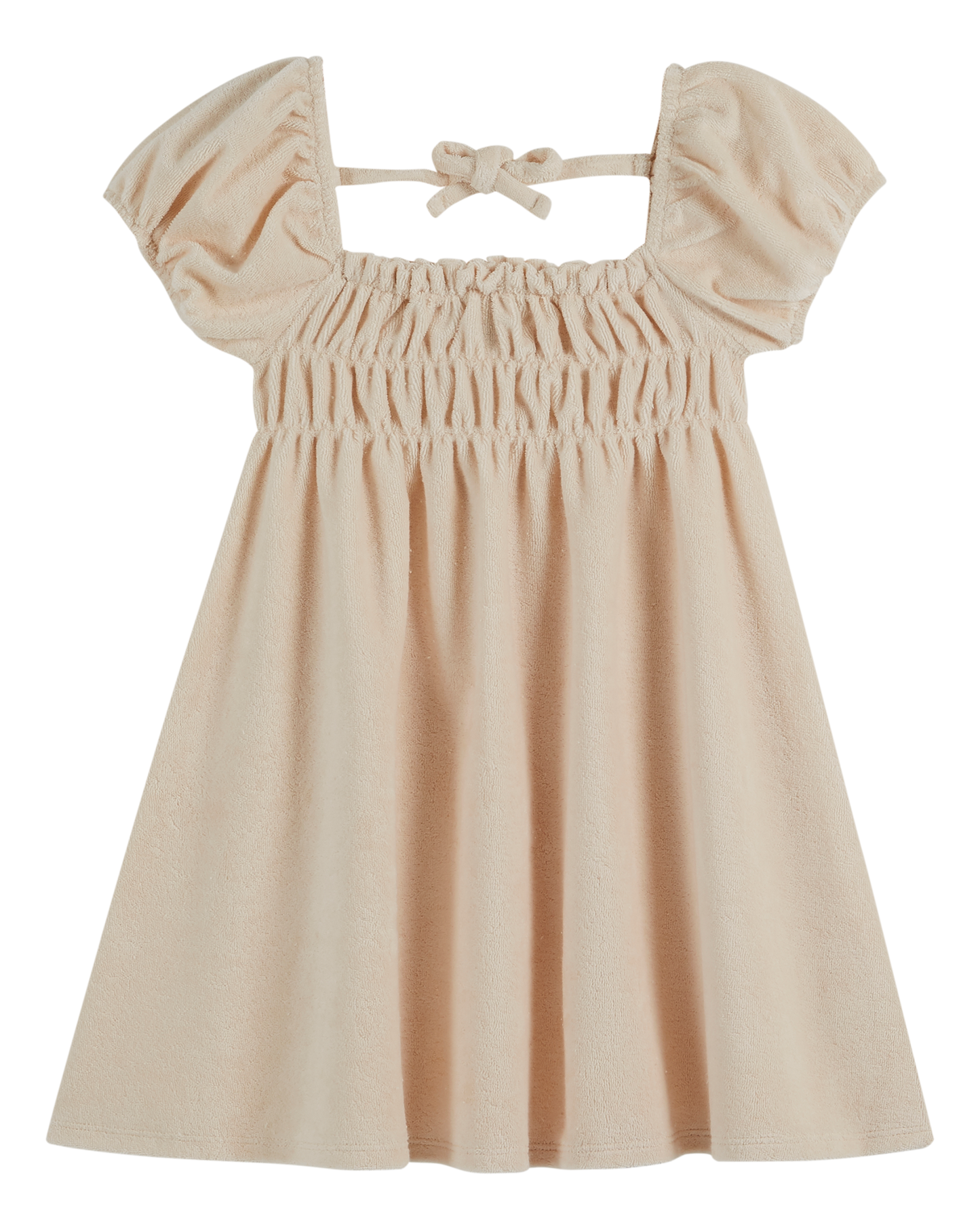 Robe éponge smockée crème