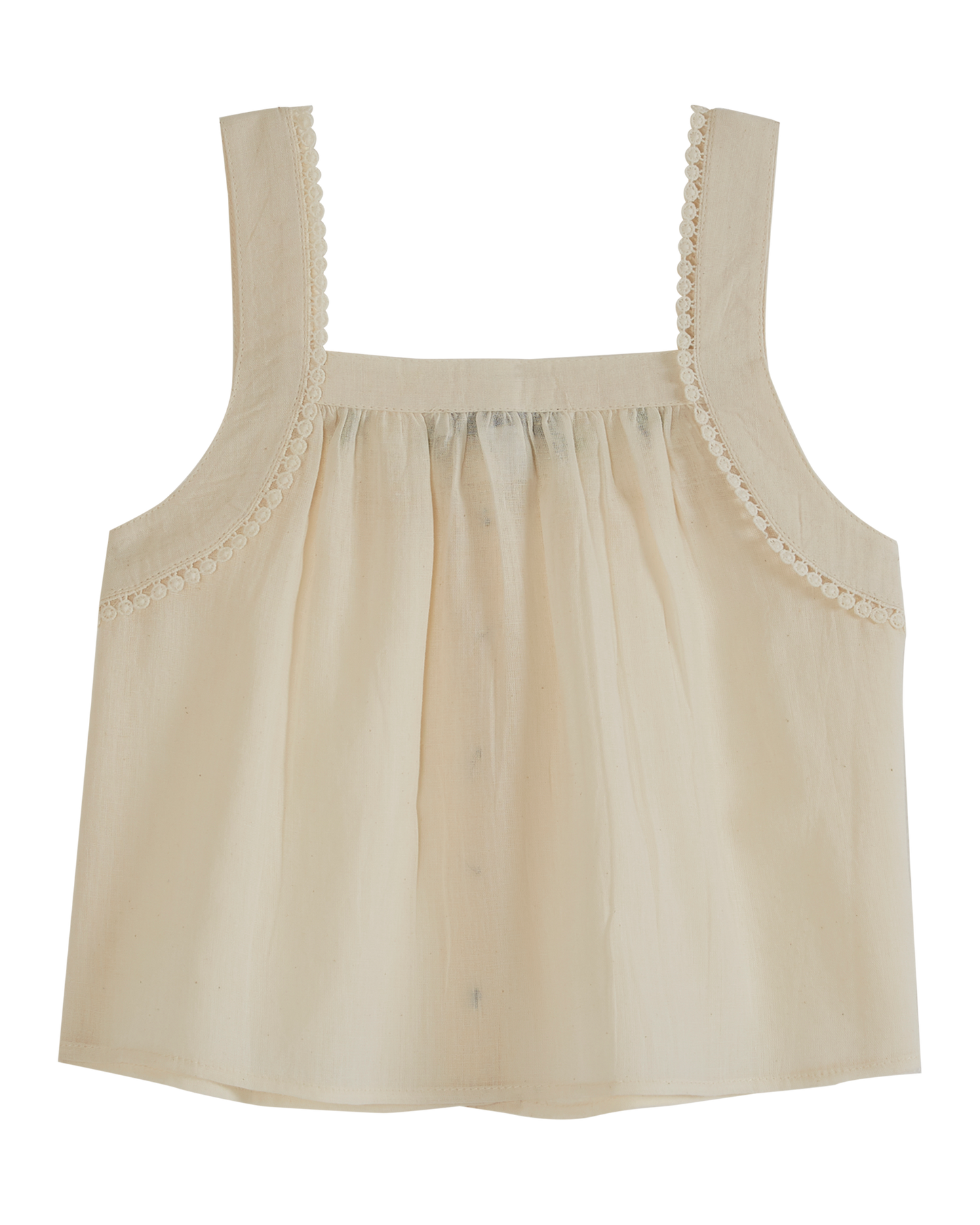 Top bretelle brodé fille écru