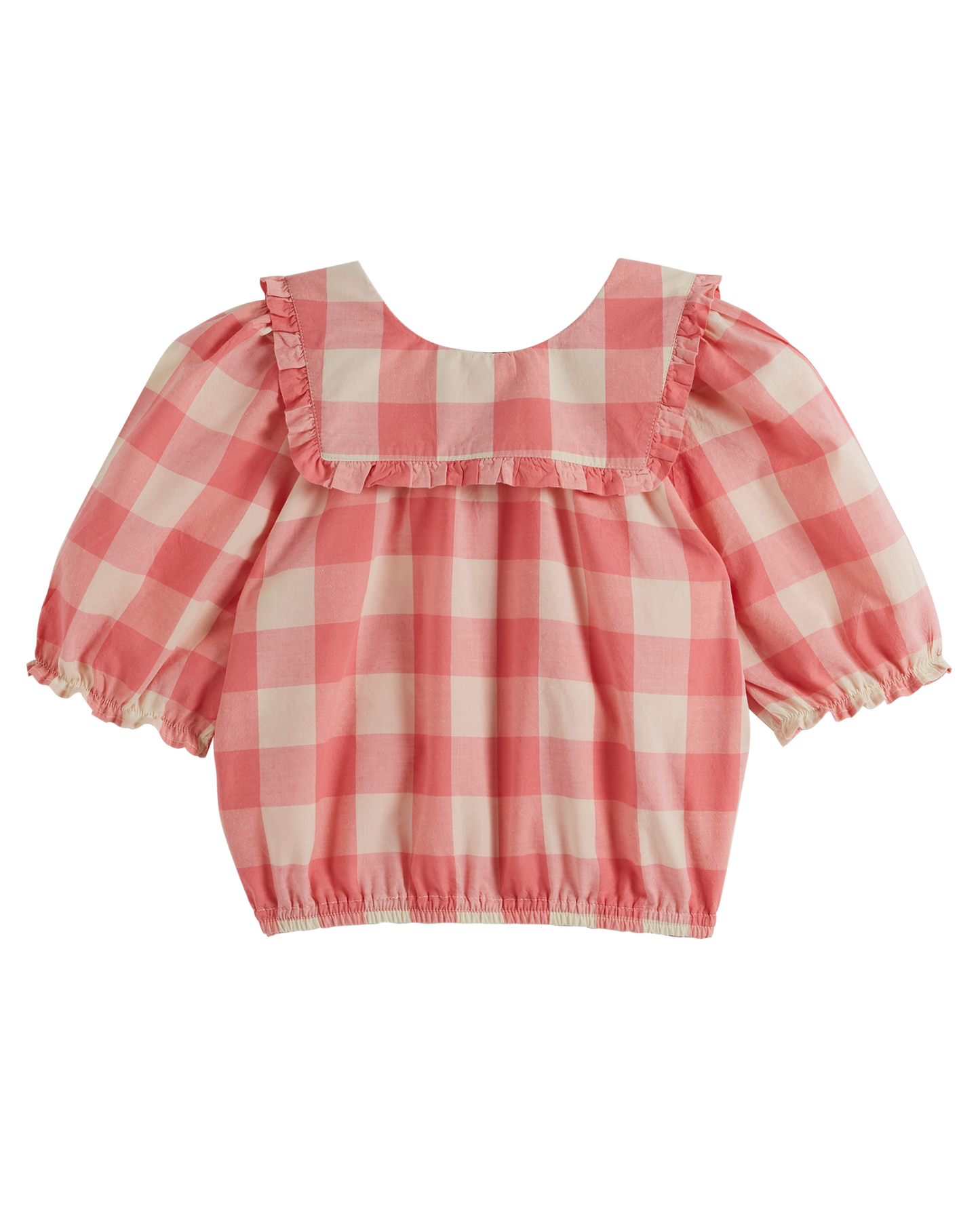 Blouse grand col vichy bonbon