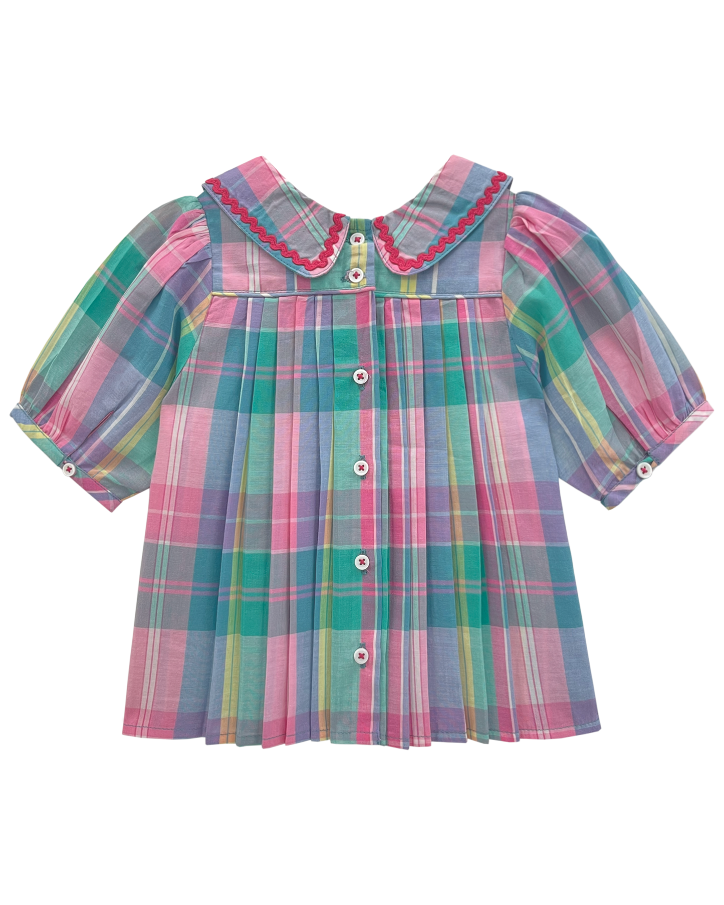 Blouse plissée carreaux madras multicolore