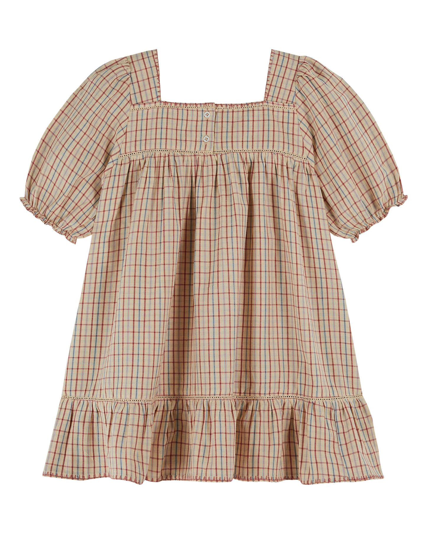 Robe brodée carreaux vanille