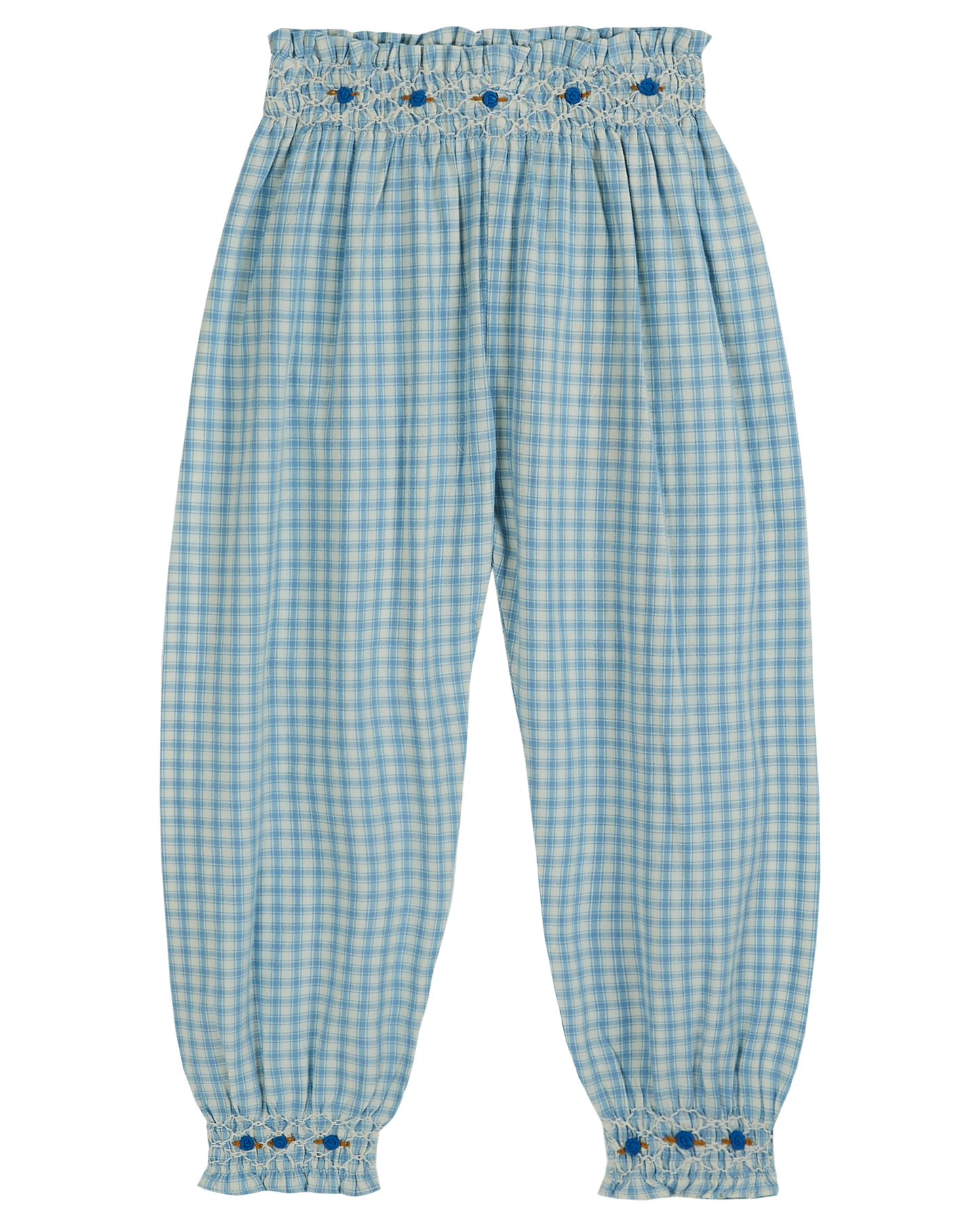 Pantalon broderie carreaux faience