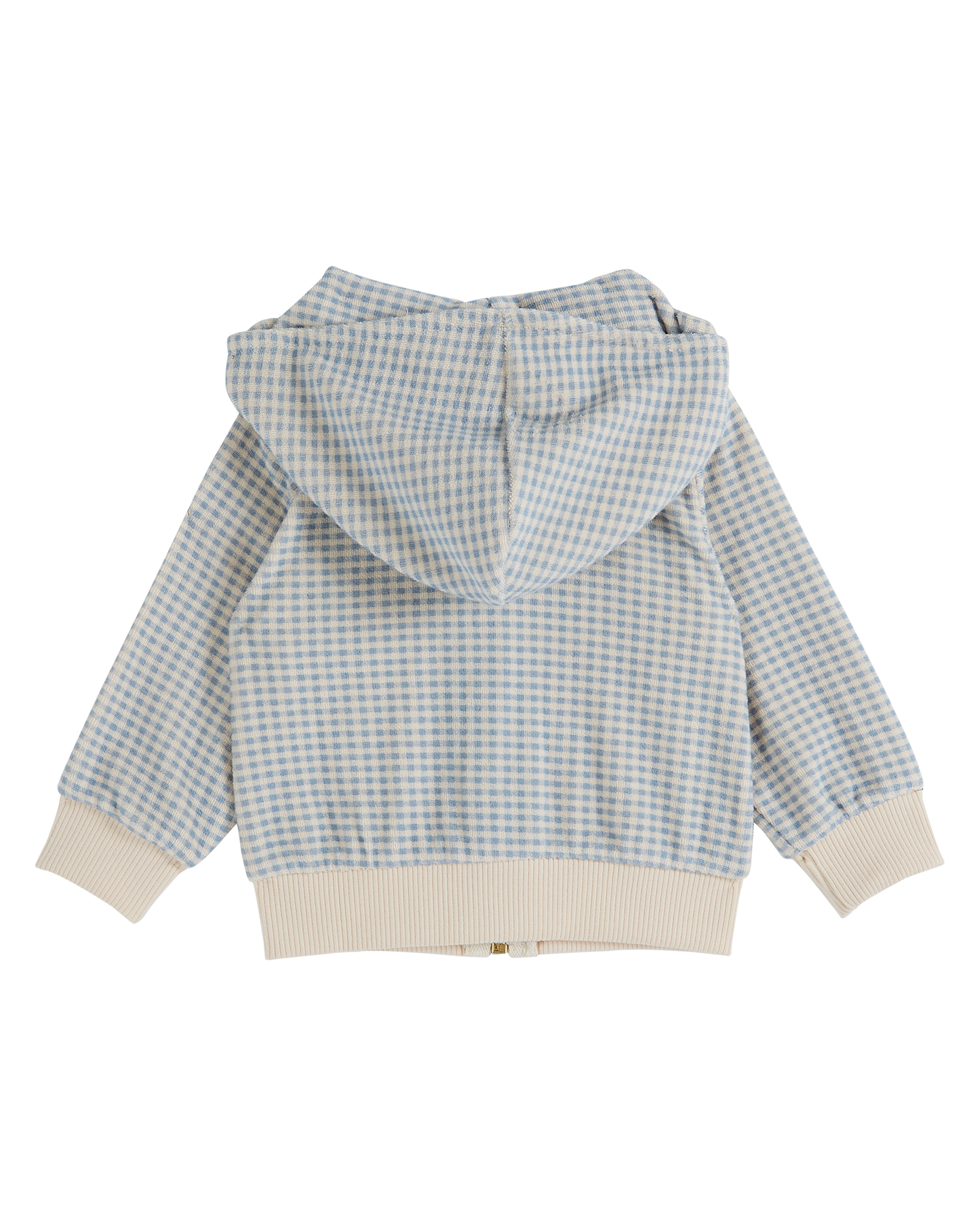 Sweat éponge zippé vichy bleu