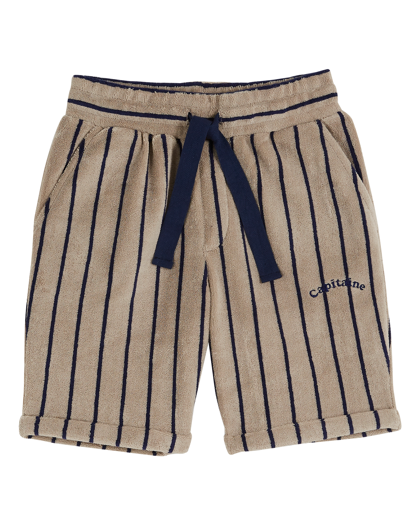 Bermuda éponge rayure bleu marine