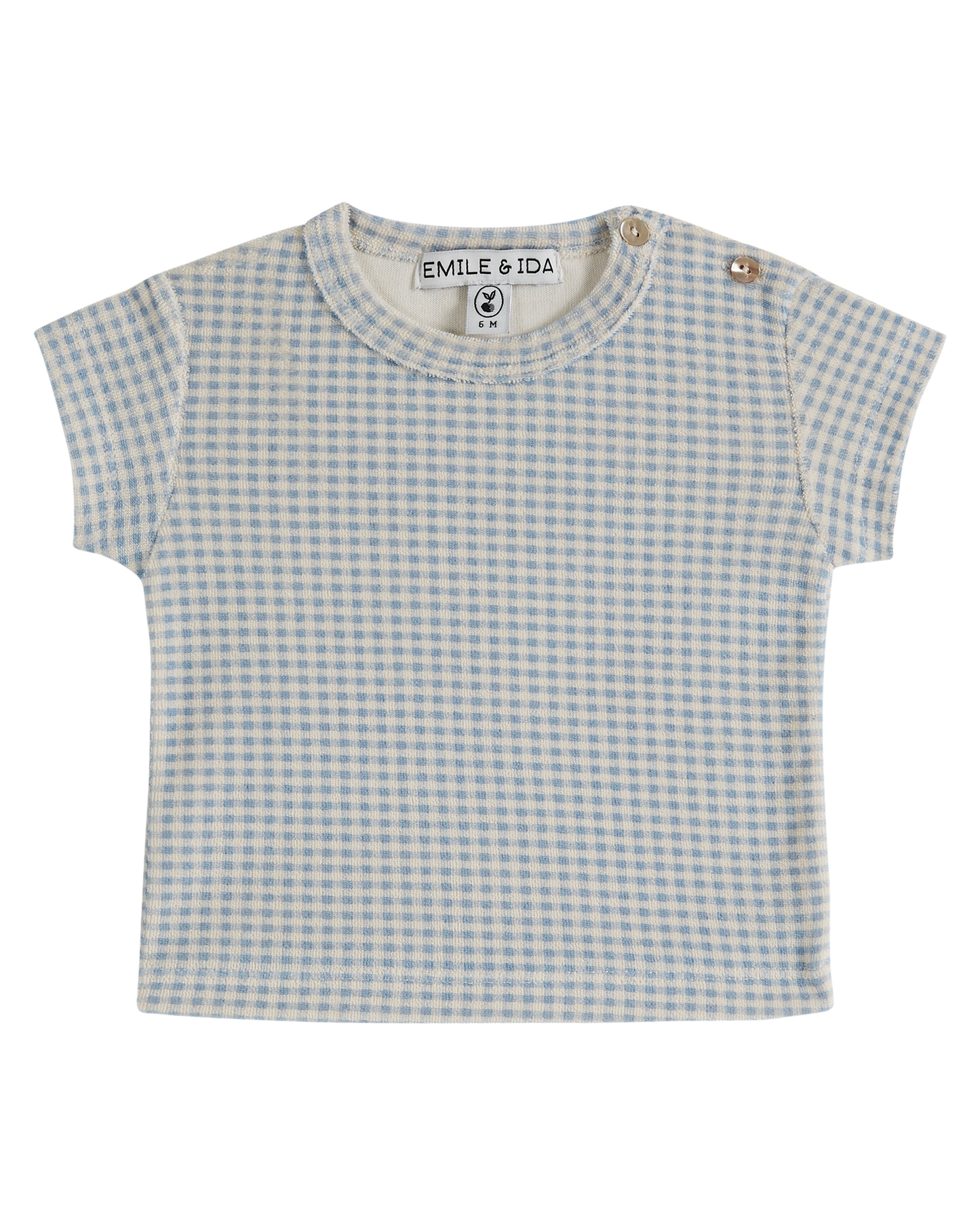 T-shirt éponge imprimé bébé vichy bleu