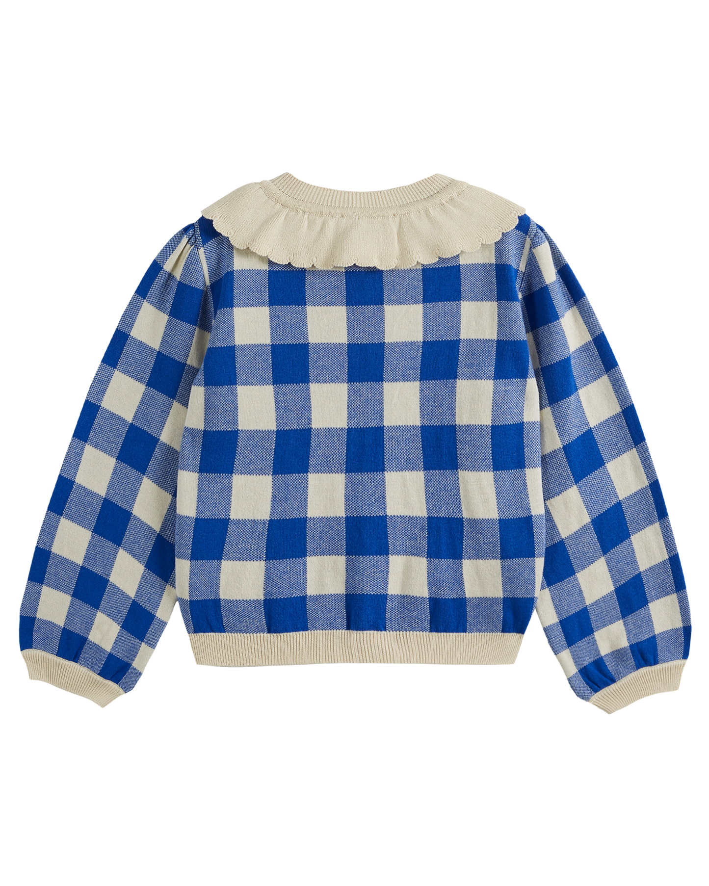 Cardigan coton bio fille vichy bleu