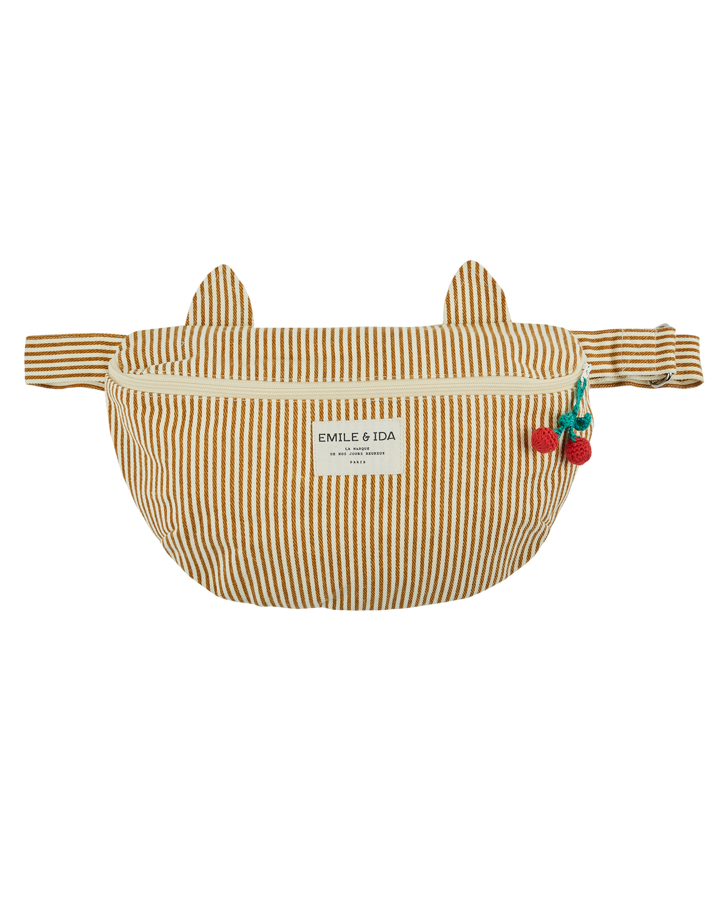 Sac banane chat rayures écru et miel