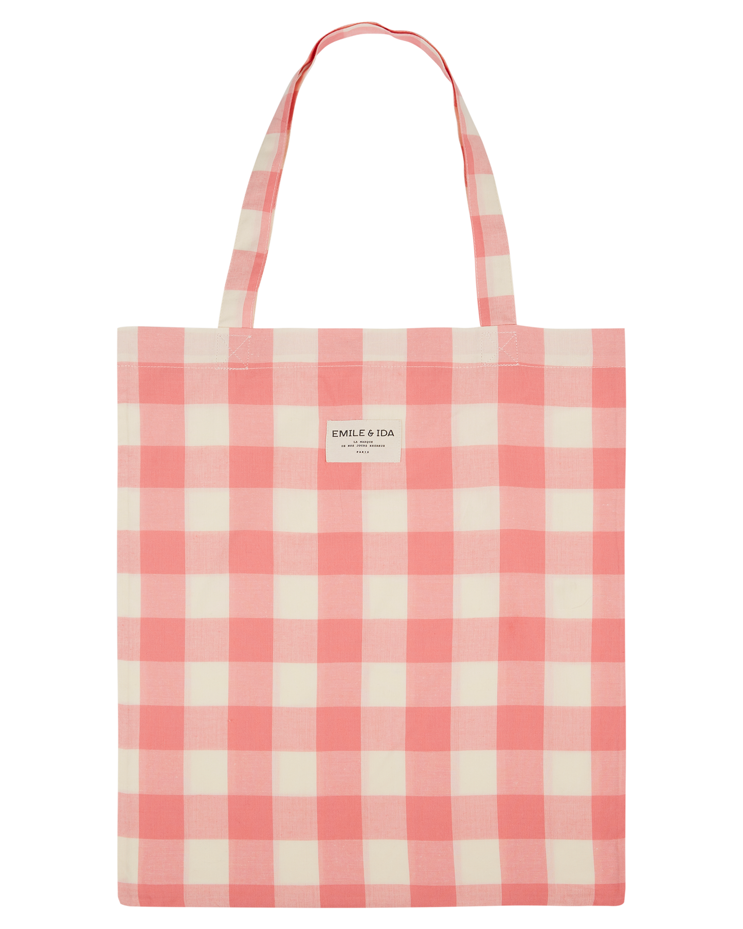 Tote bag vichy blanc et rose