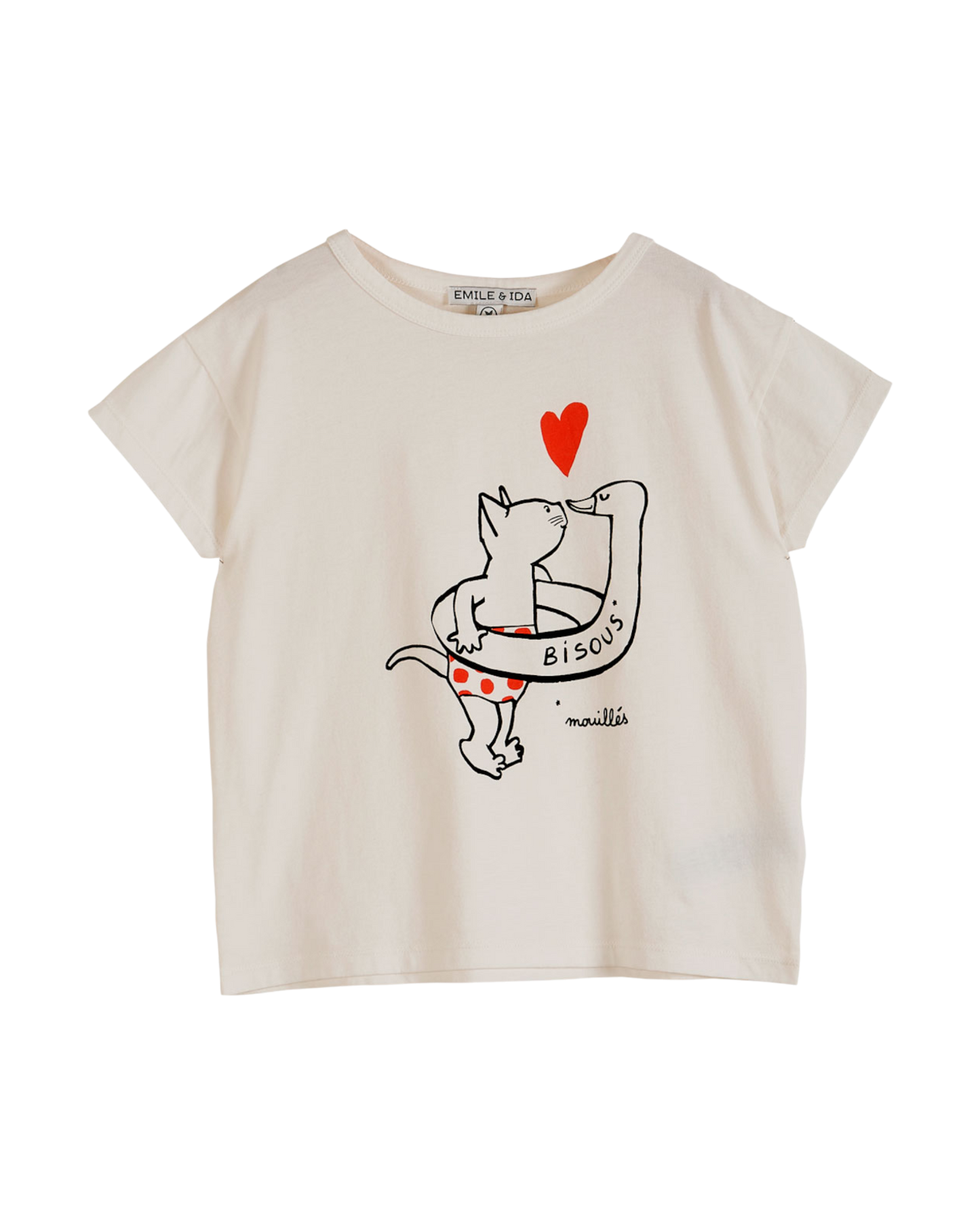 T-shirt imprimé chat coton blanc