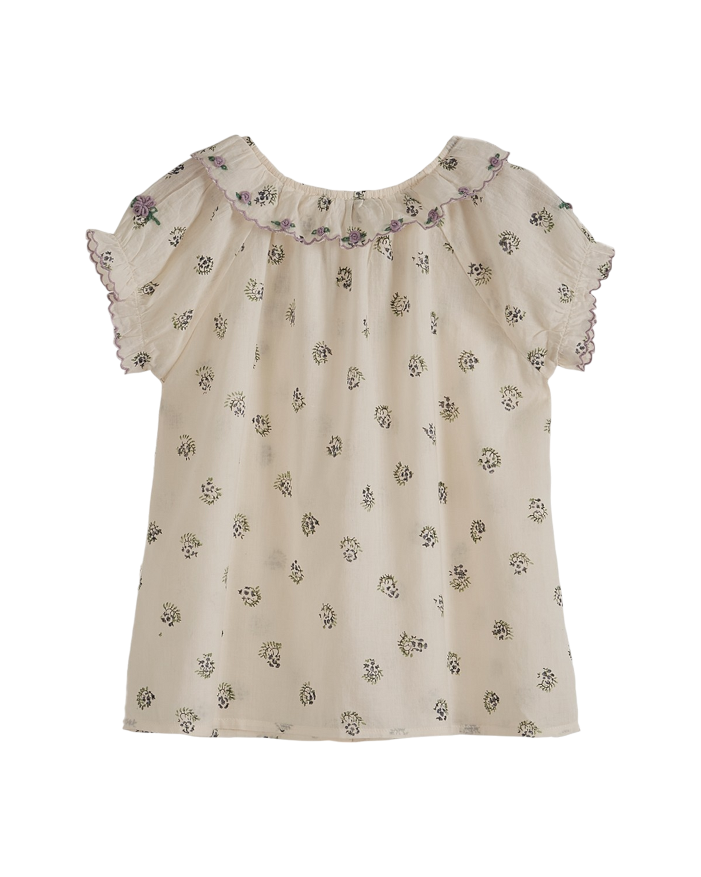 Blouse voile de coton groseille écru