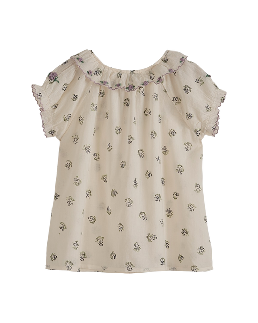 Blouse voile de coton groseille écru