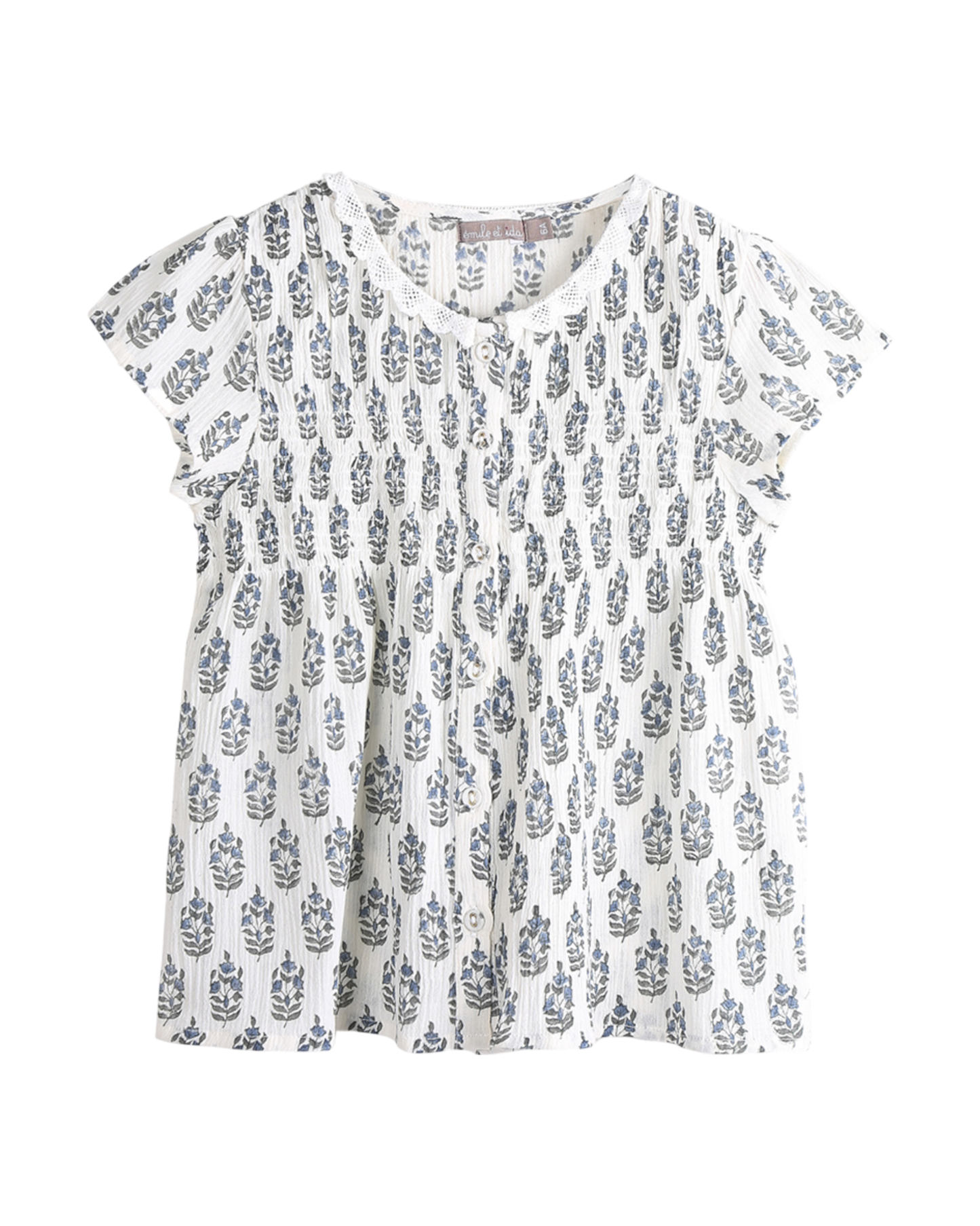 Blouse à fleurs jacinthe écru