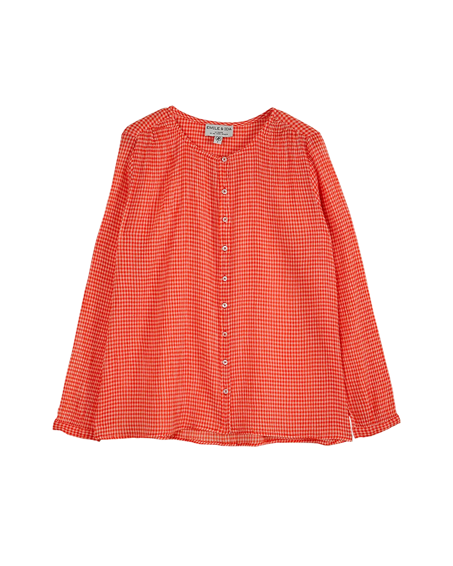 Blouse voile de coton créponné vichy rouge