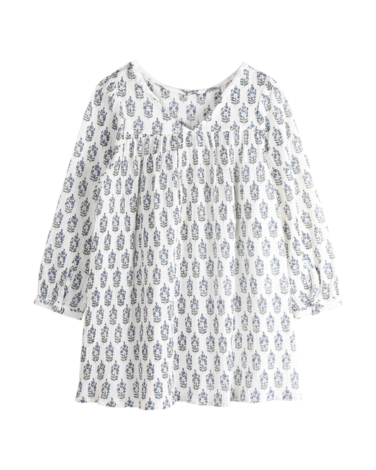 Robe à fleurs écru