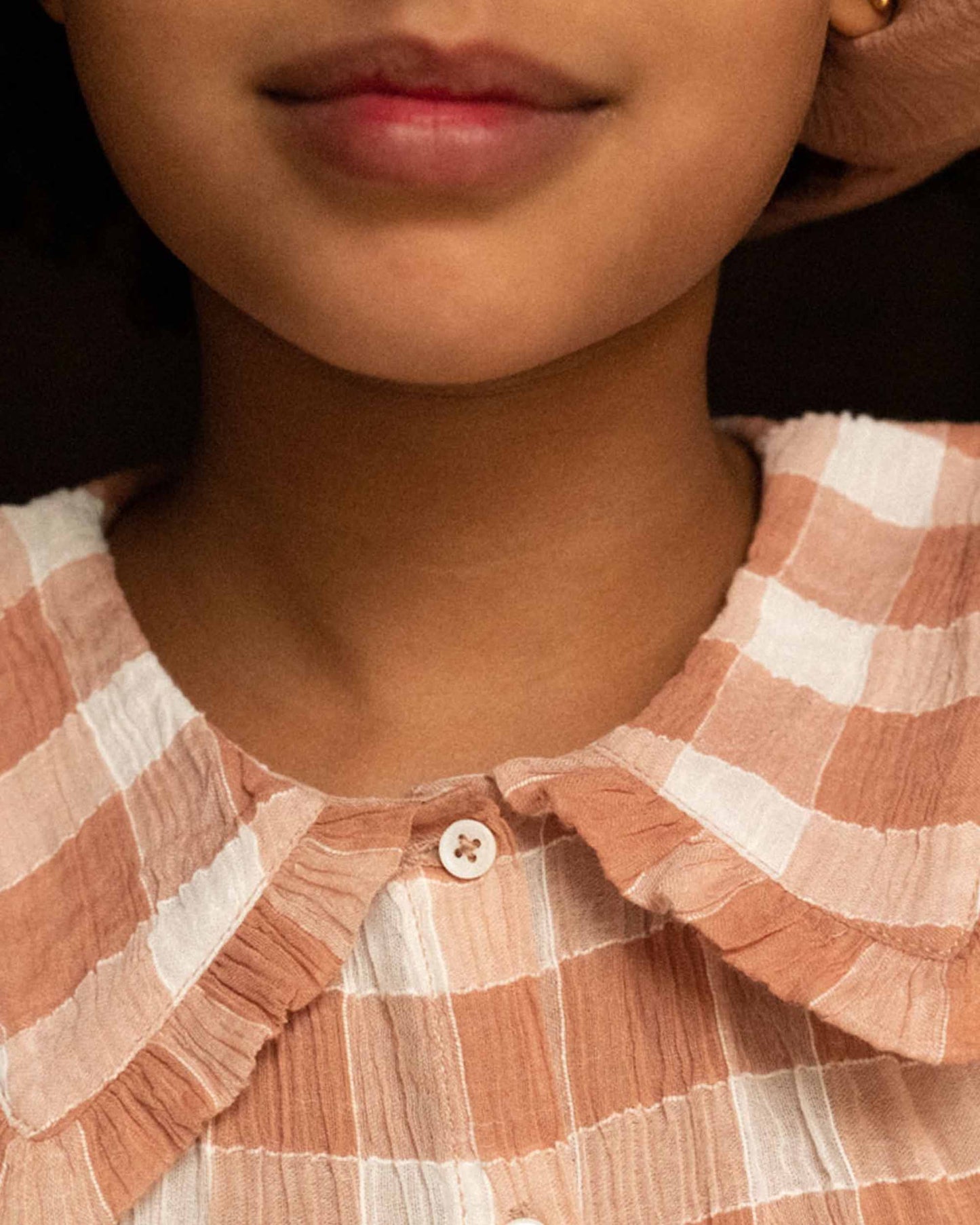 Blouse crépon de coton vichy terracotta