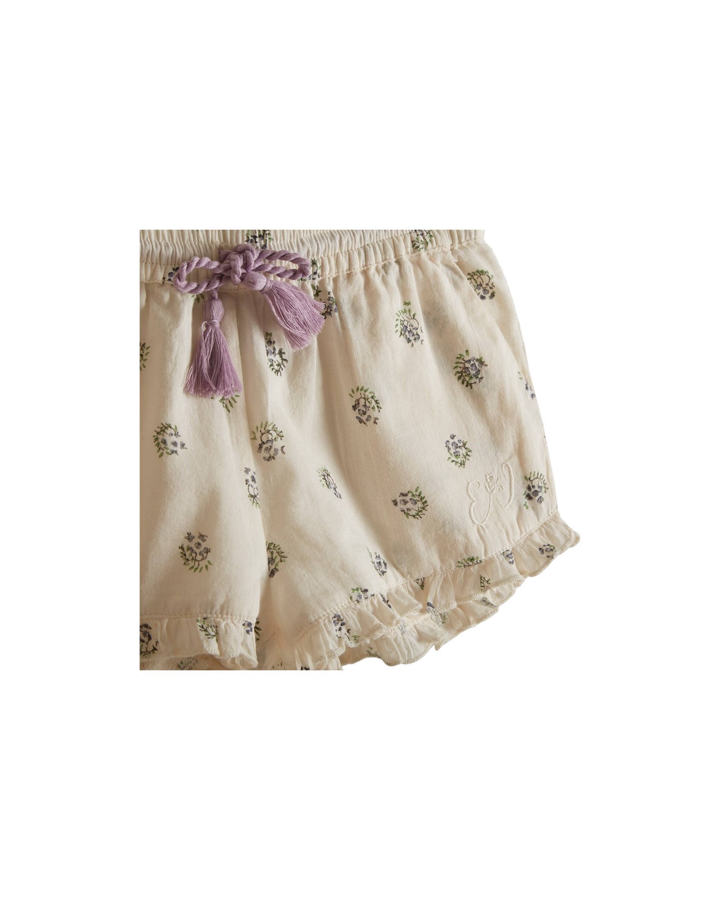 Short voile de coton groseille écru