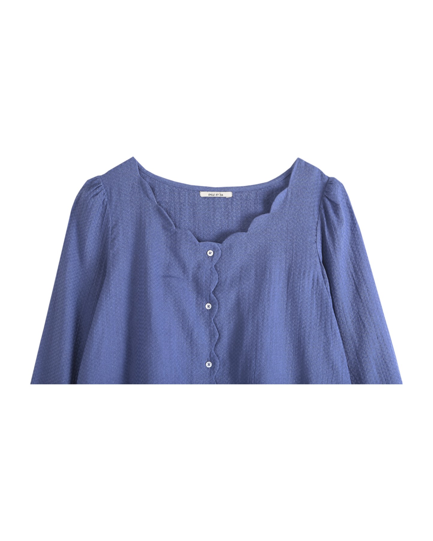 Blouse à encolure festonnée bleu